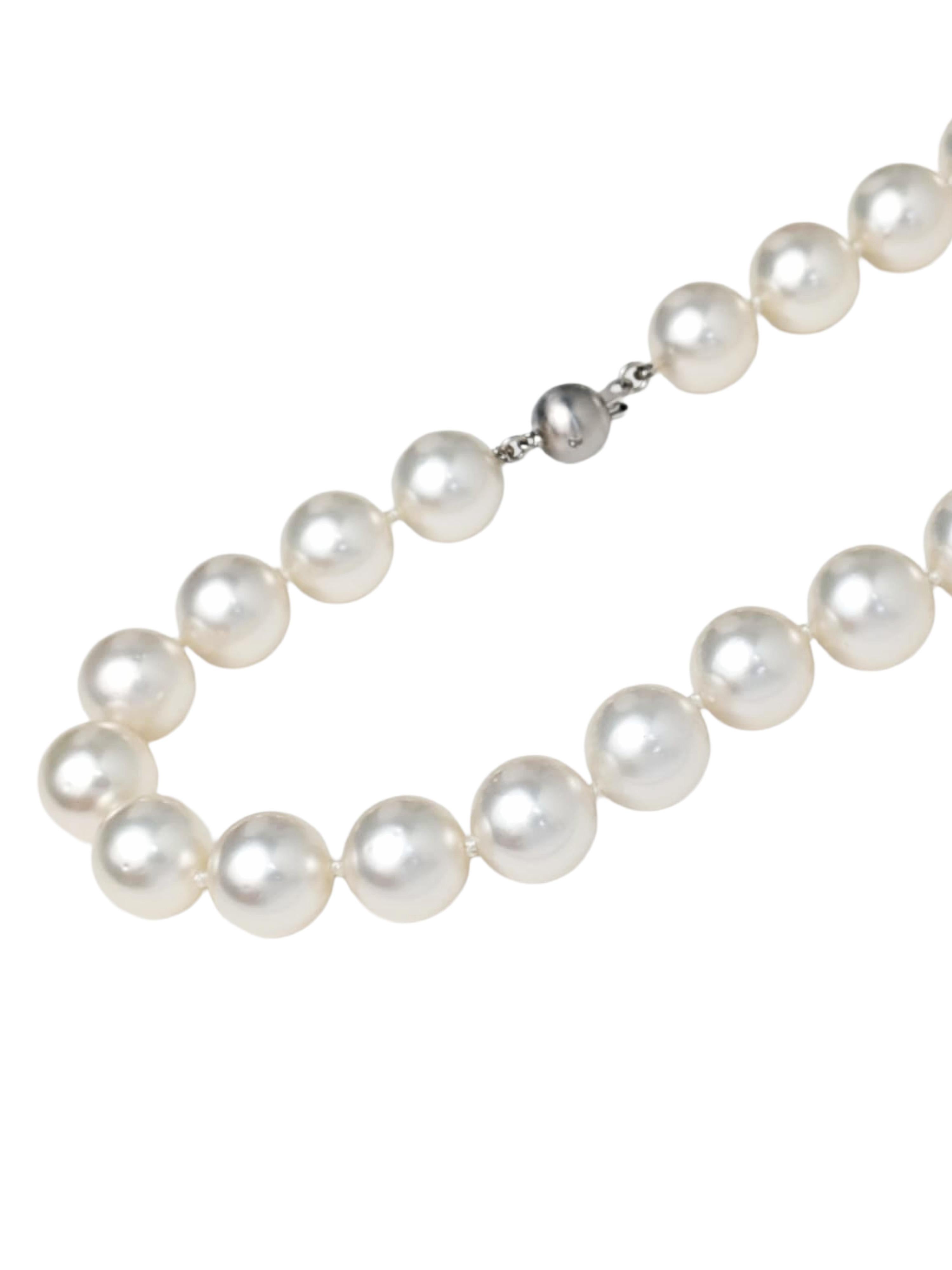 Collier de perles des mers du Sud en or blanc 14K de 19 pouces Unisexe en vente