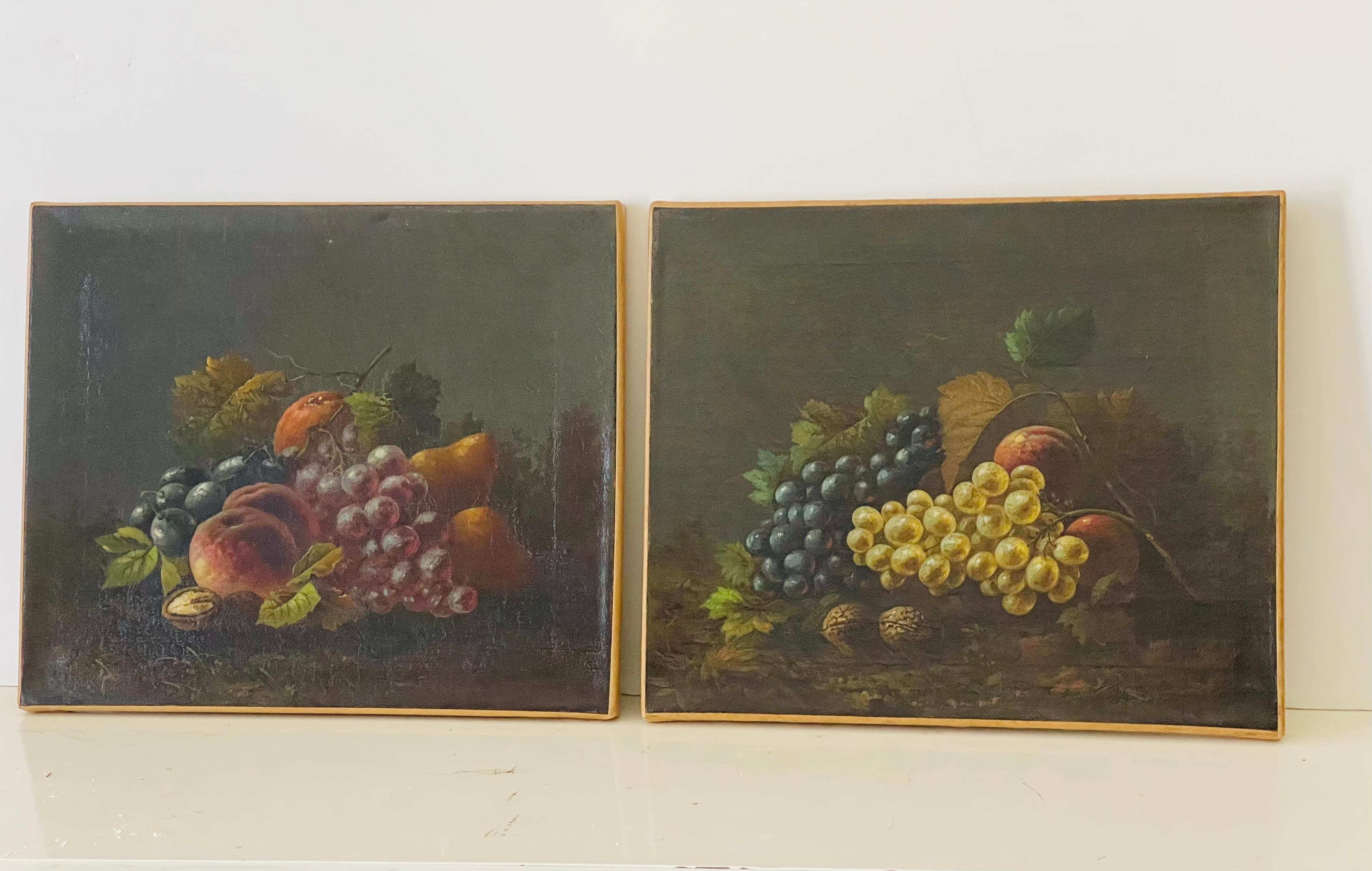Frühes 19. Jh. 1820 Paar Gemälde in Öl auf Leinwand mit Stillleben, europäisch, im Stil von Bogdani. Insgesamt sogar craquellure, professionell konserviert.