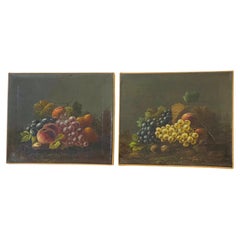 A.I.C. 19 ème Huile sur toile Natures mortes W Grapes Paintings