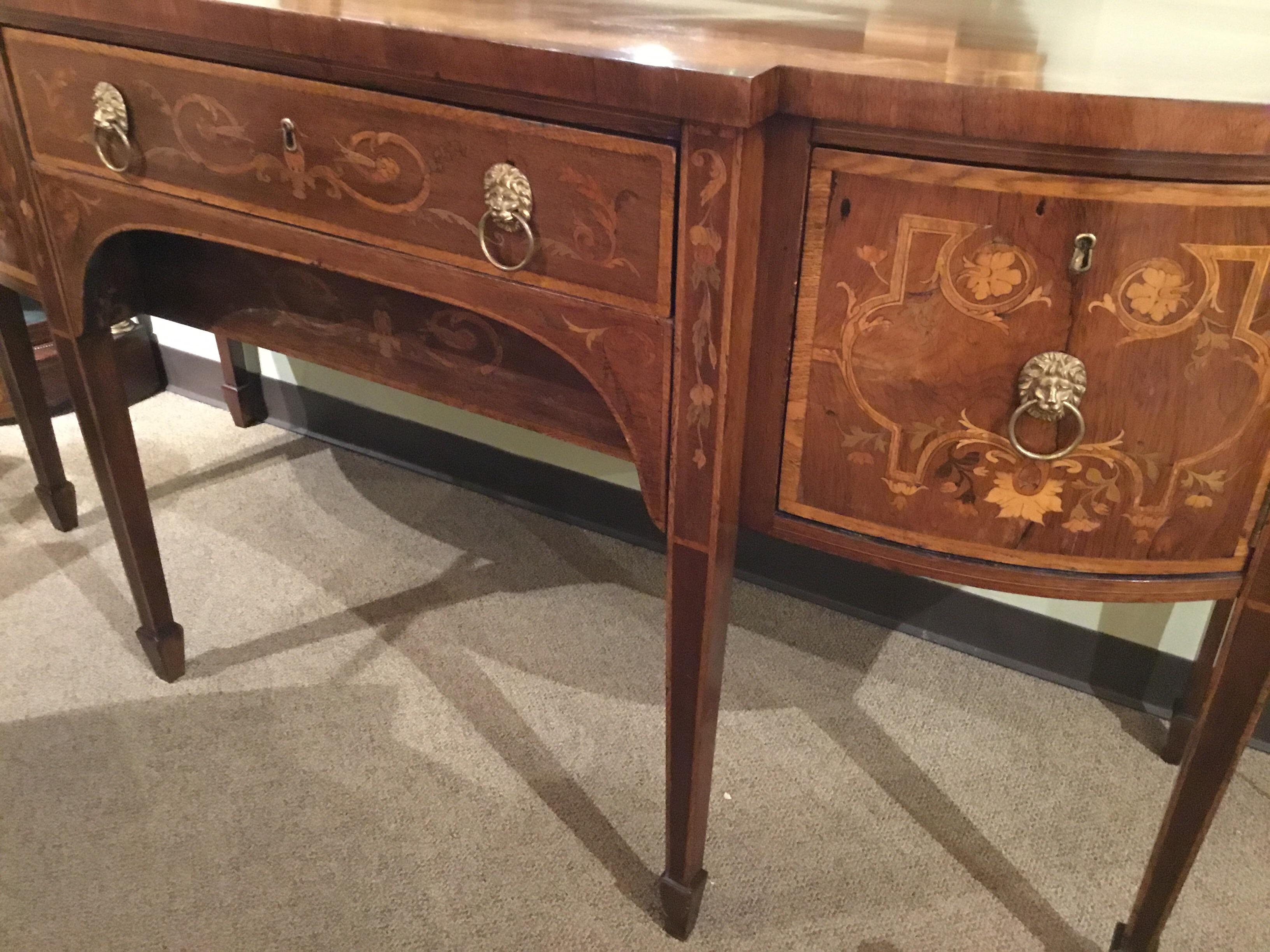 19th Century English Mahogany and Marquetry Sideboard or Buffet 8