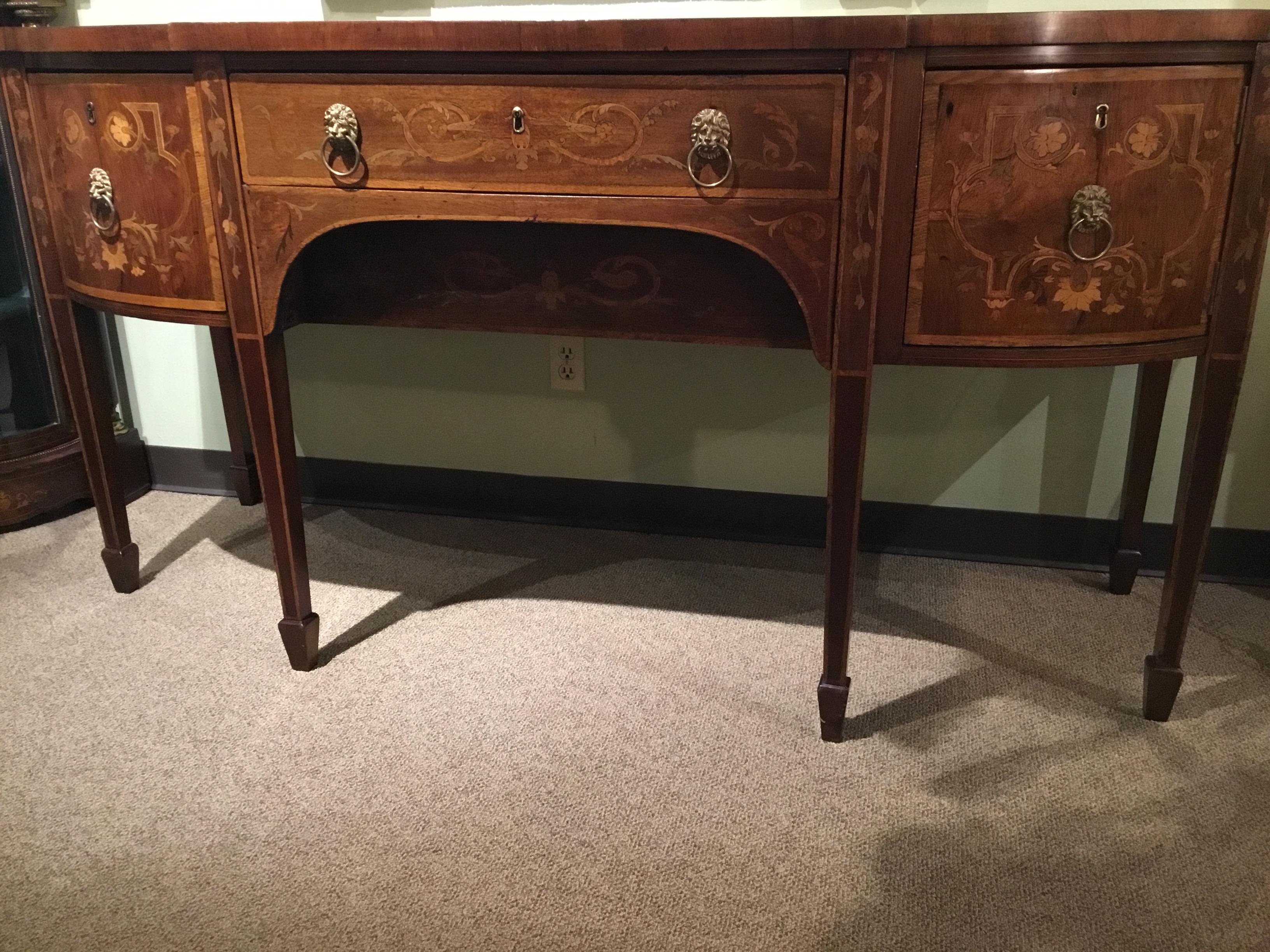 19th Century English Mahogany and Marquetry Sideboard or Buffet 9