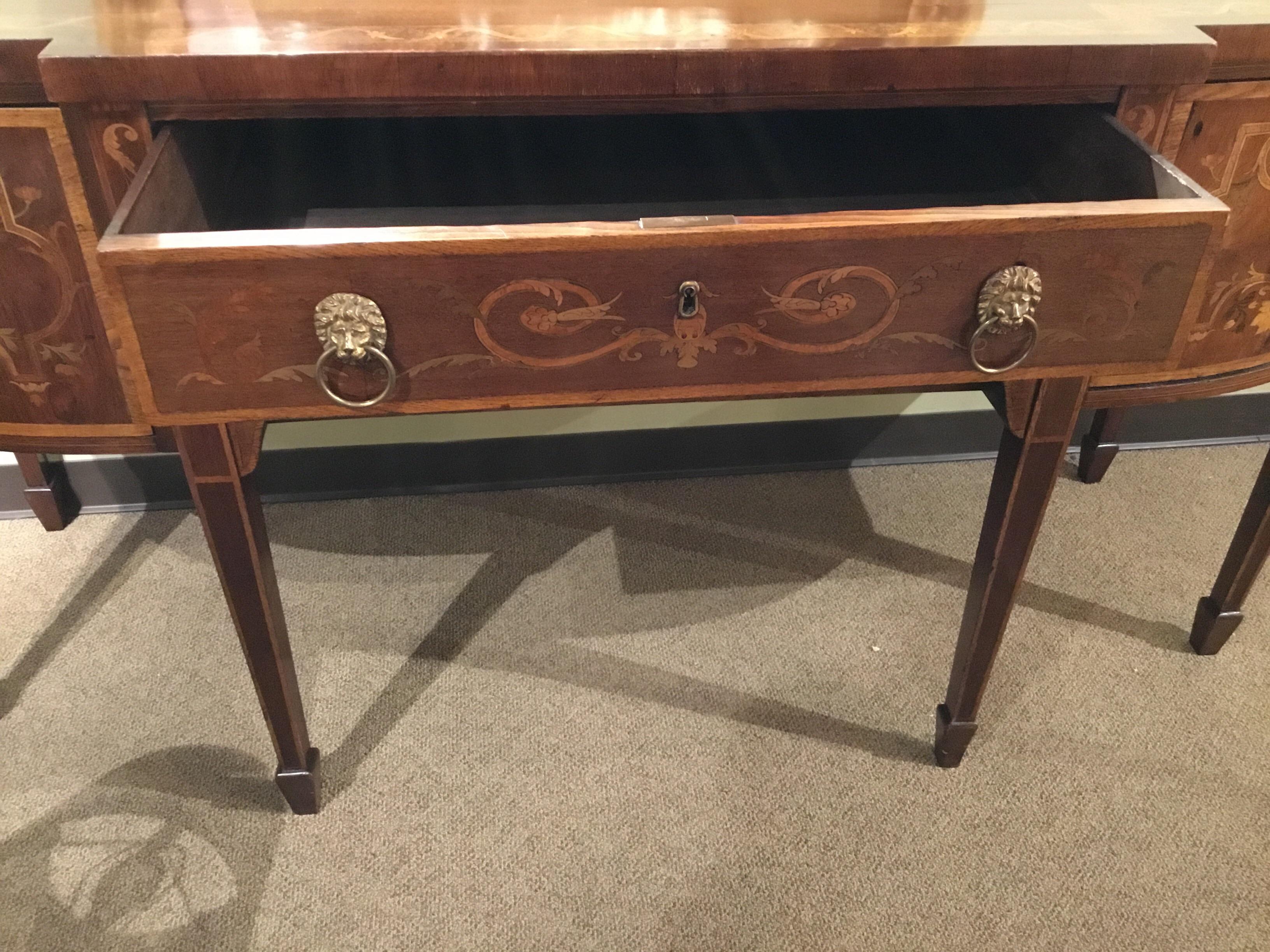 19th Century English Mahogany and Marquetry Sideboard or Buffet 2