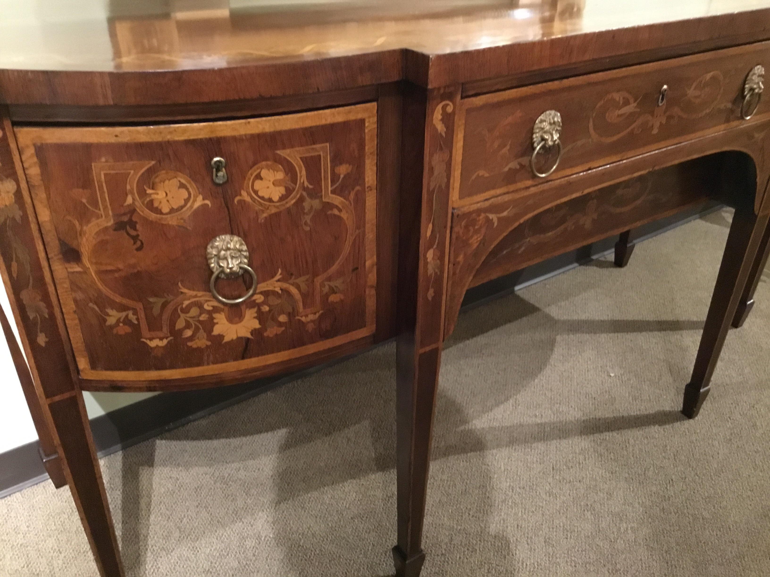 19th Century English Mahogany and Marquetry Sideboard or Buffet 4