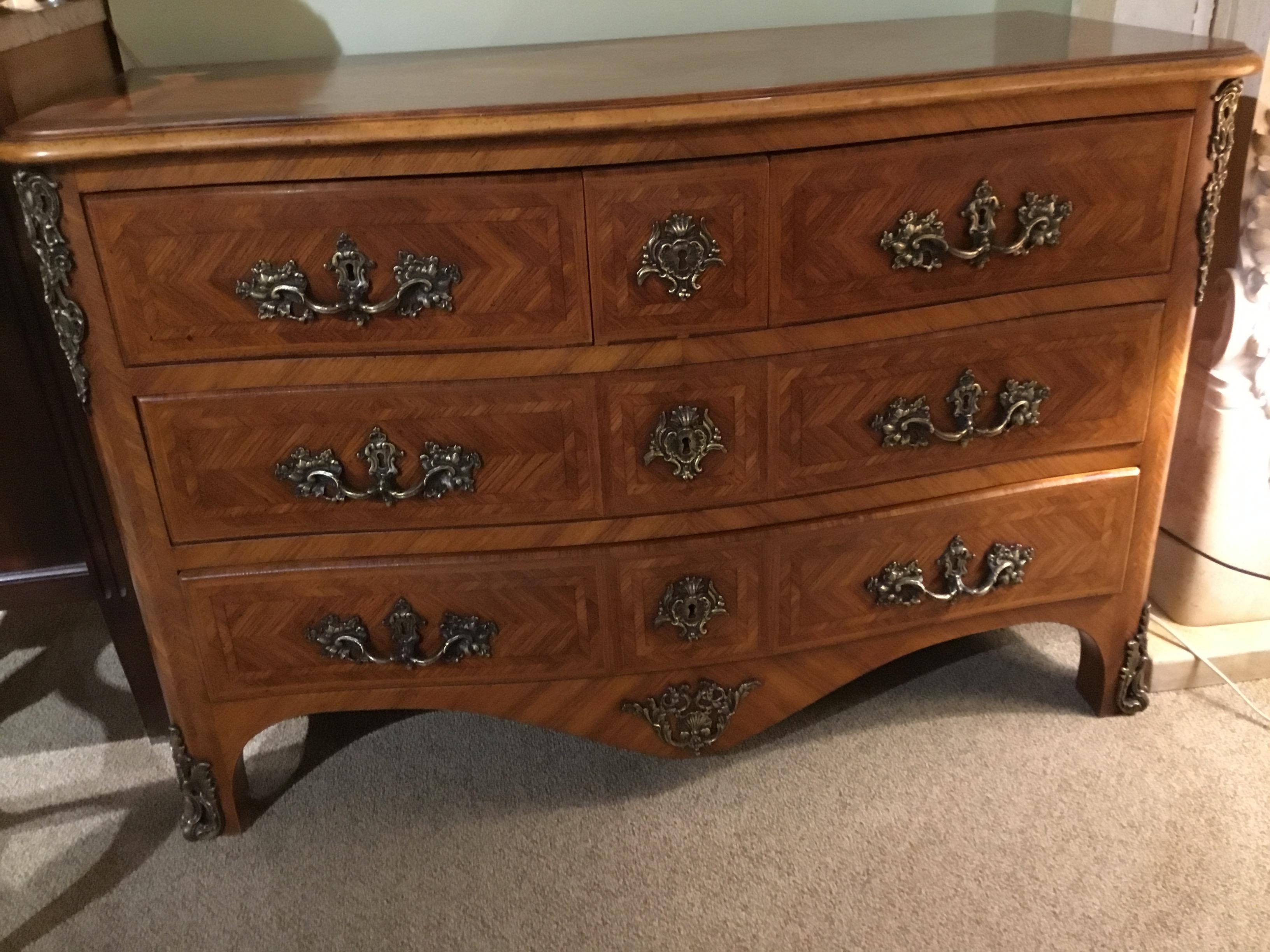 Marquetry 19th Century French Regence Style Chest/Commode in Walnut