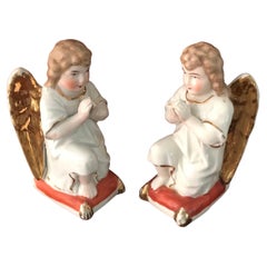 19th C Pair of Porcelain Angels Figurines