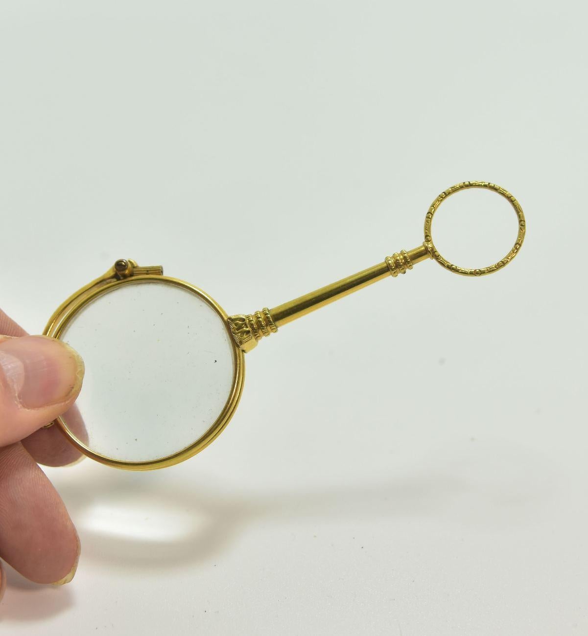 French 19th Century Binocle or Face to Hand in Gold For Sale