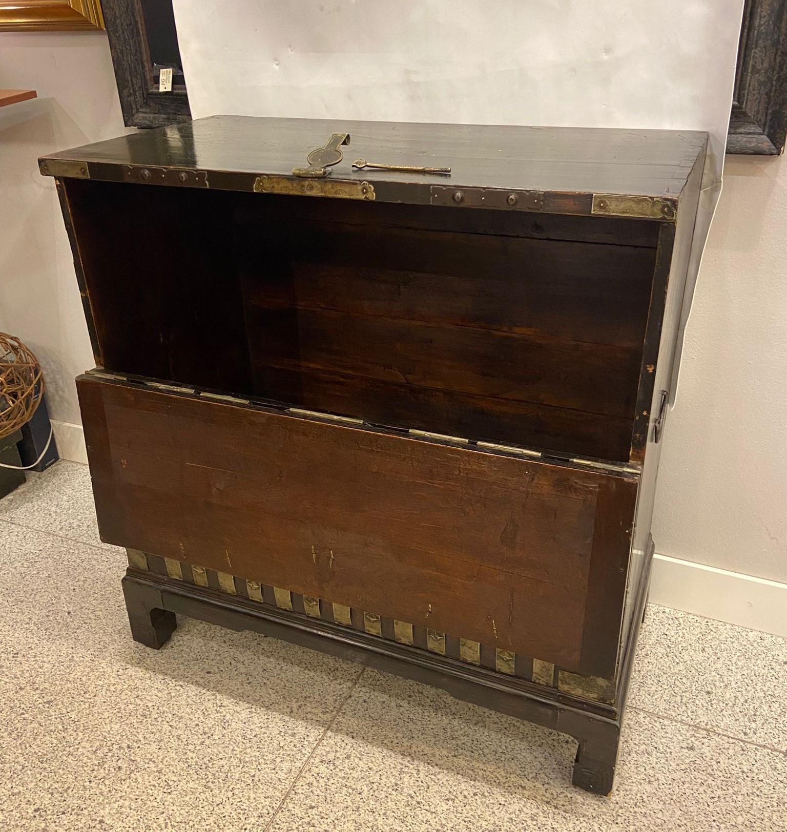 19th Century Black Korean Cabinet, Chest, Brass, Handles, Black Wood 8