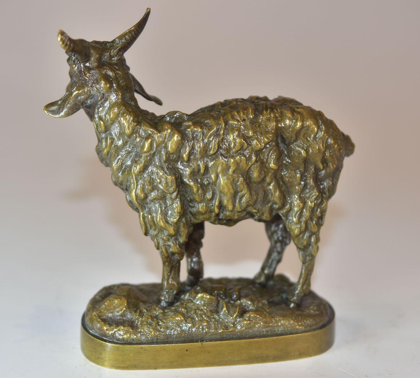19th Century Caucasian Goat Russian Bronze Patinated In Good Condition For Sale In Marseille, FR