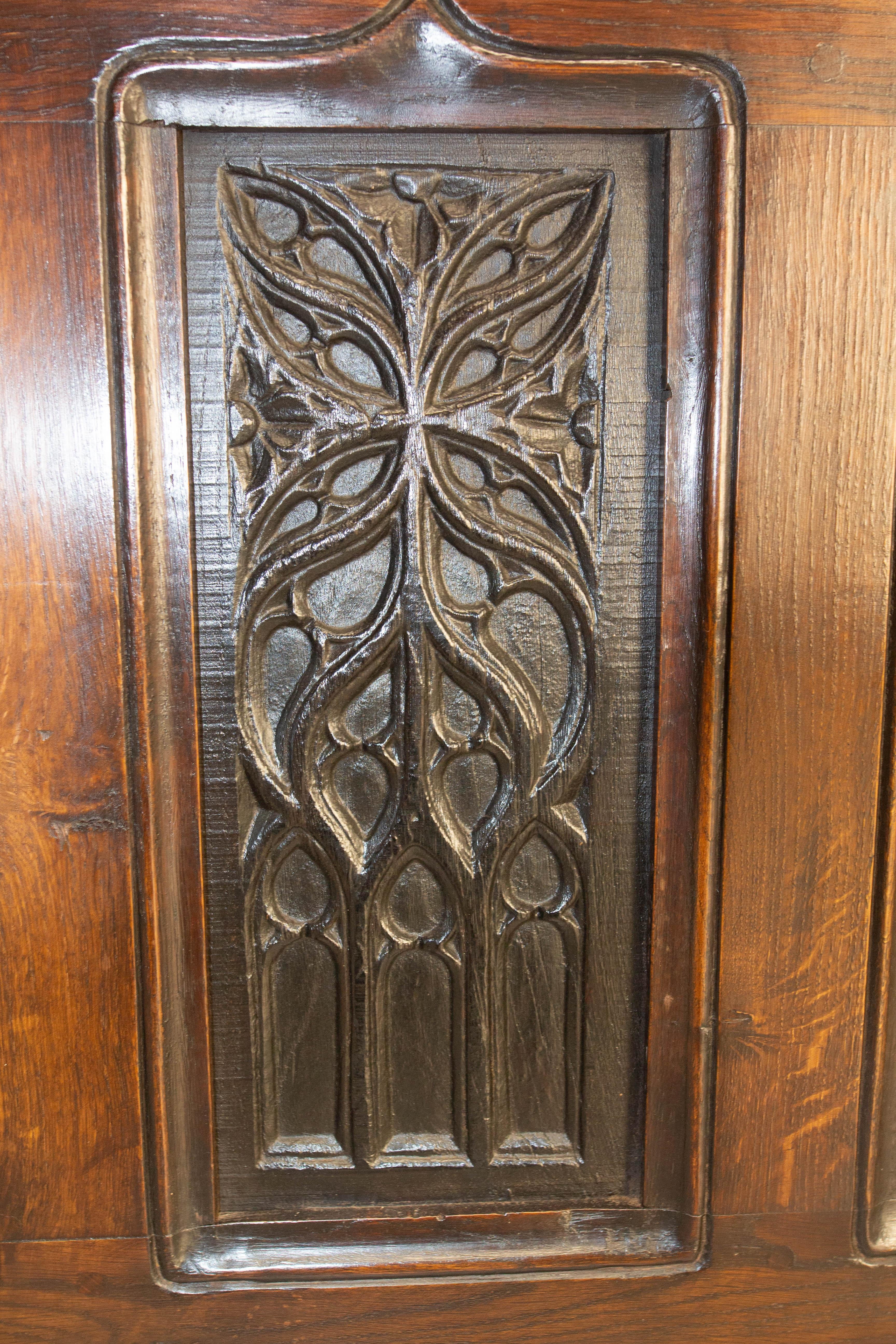 19 th Century Chest or Coffer Gothic Carved Oak, French 3