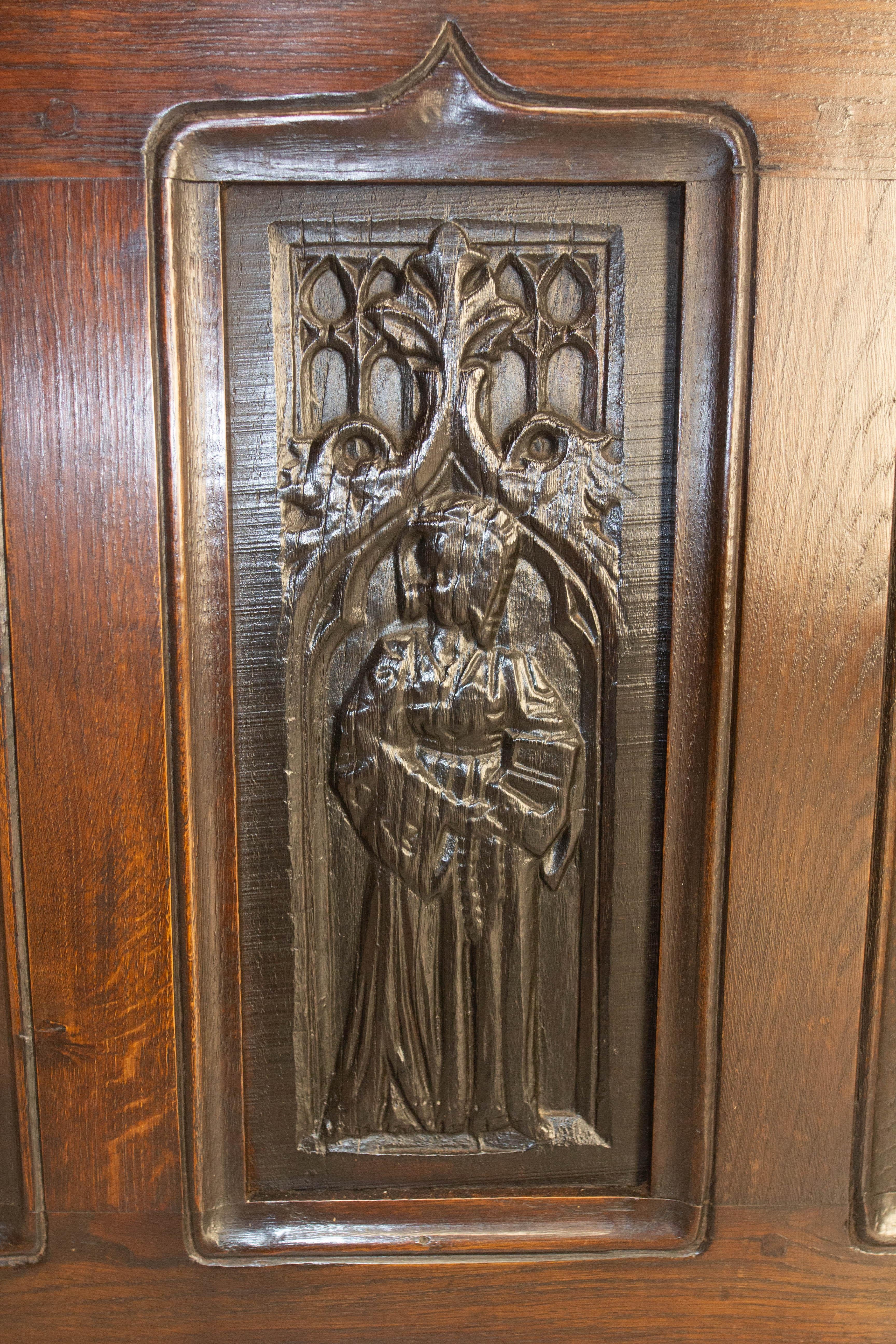19 th Century Chest or Coffer Gothic Carved Oak, French 4