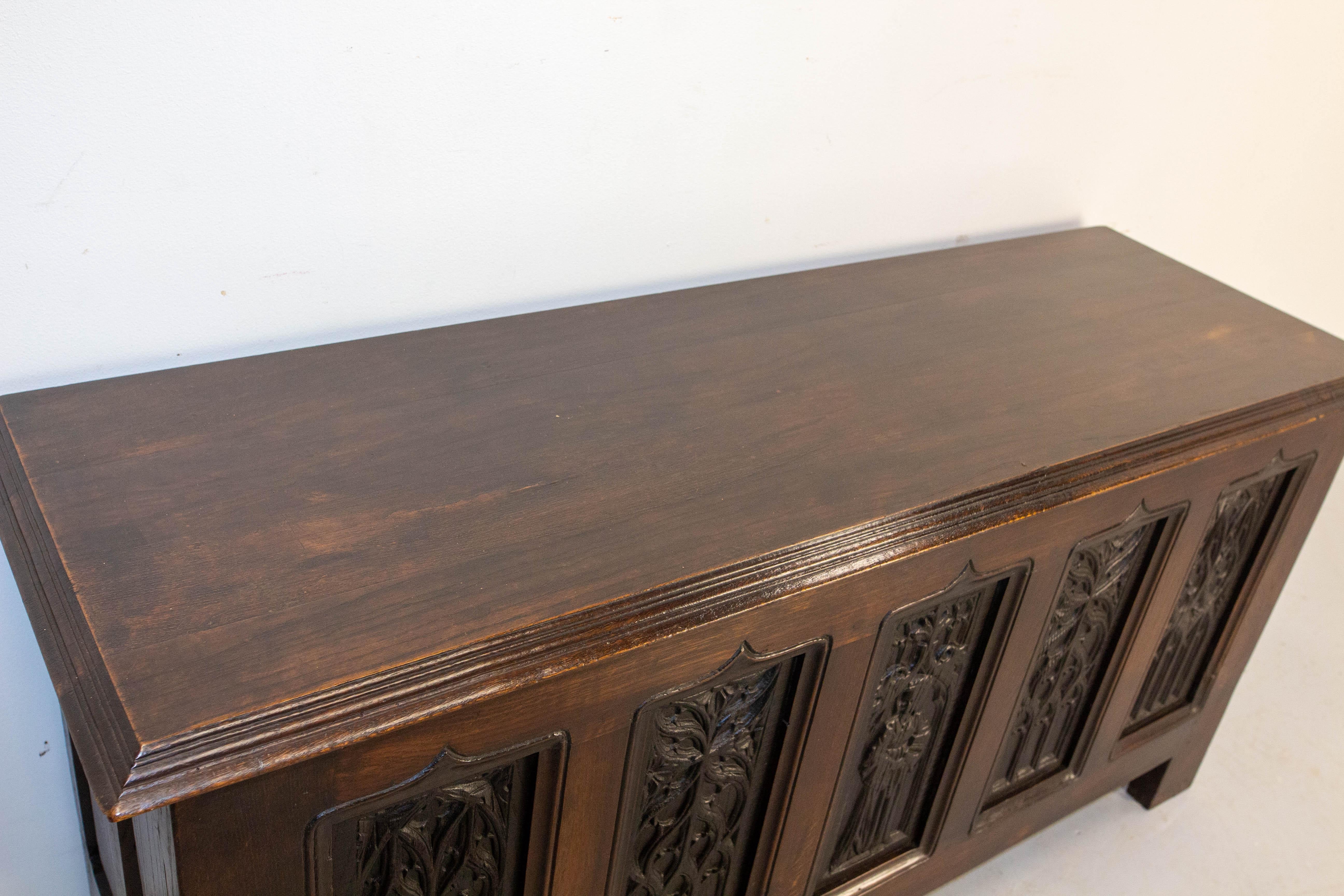 19 th Century Chest or Coffer Gothic Carved Oak, French 5