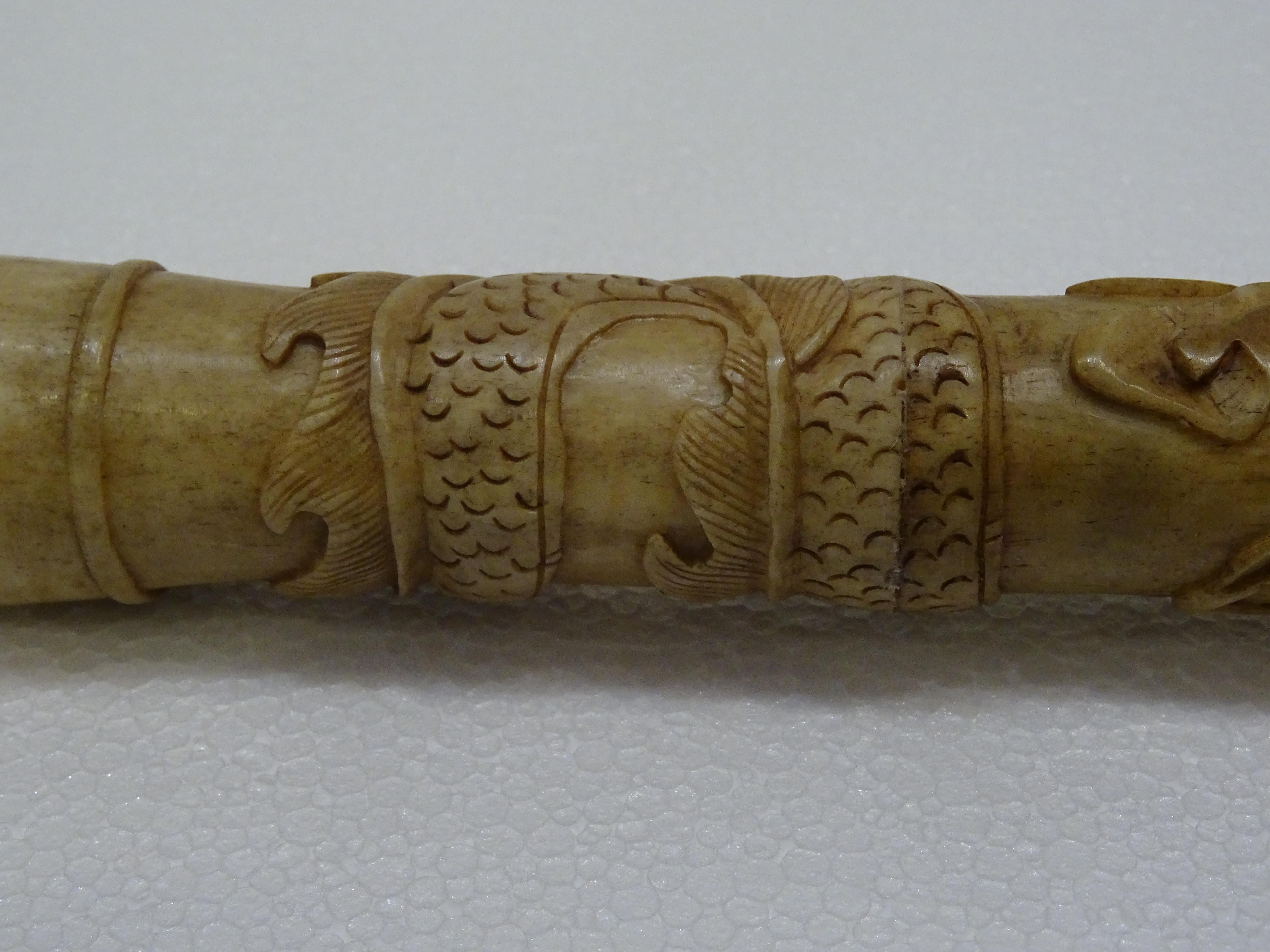 19th Century Chinese Carved Bone and Horsehair Brush 5