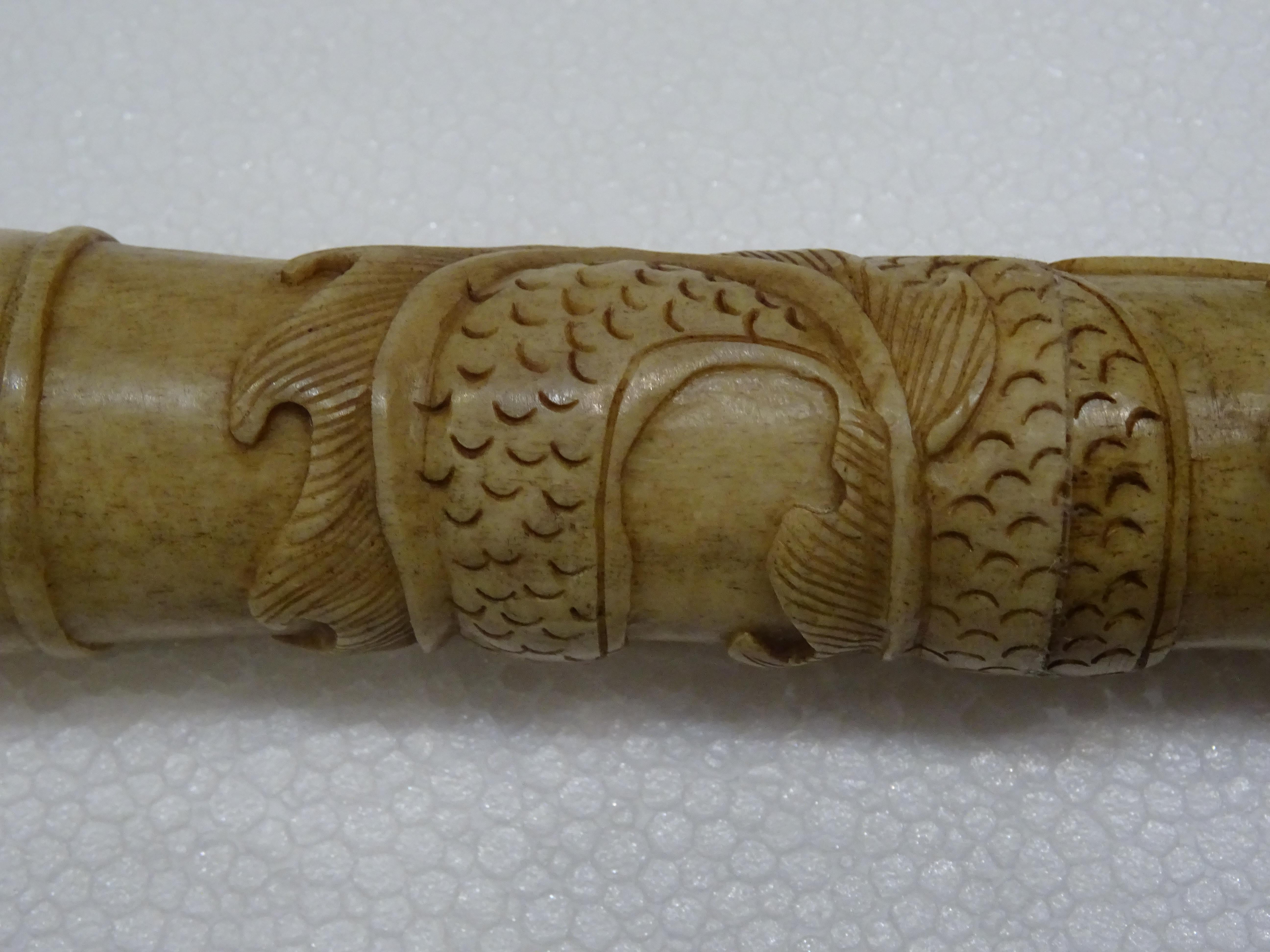 19th Century Chinese Carved Bone and Horsehair Brush 6