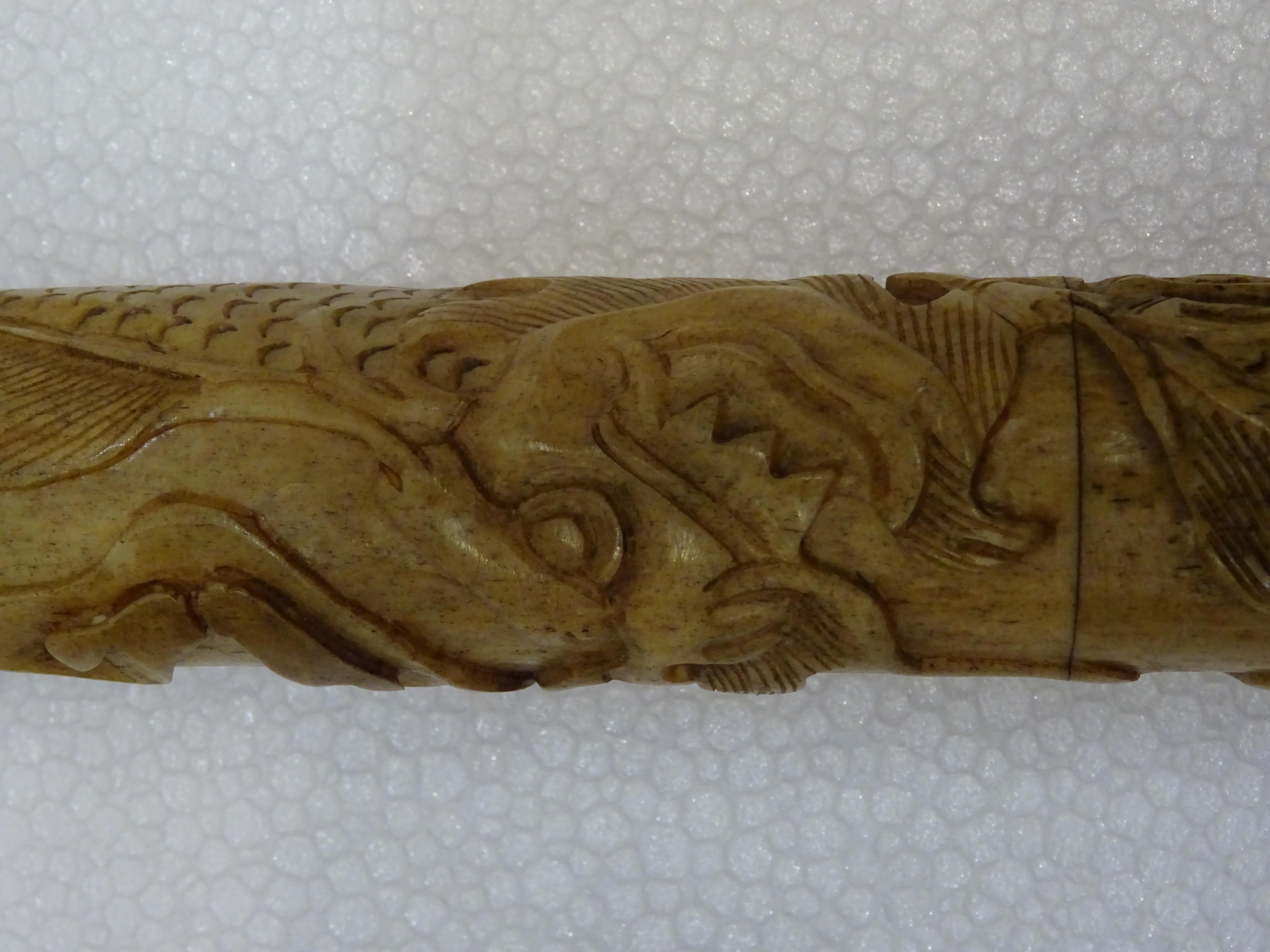 19th Century Chinese Carved Bone and Horsehair Brush 7