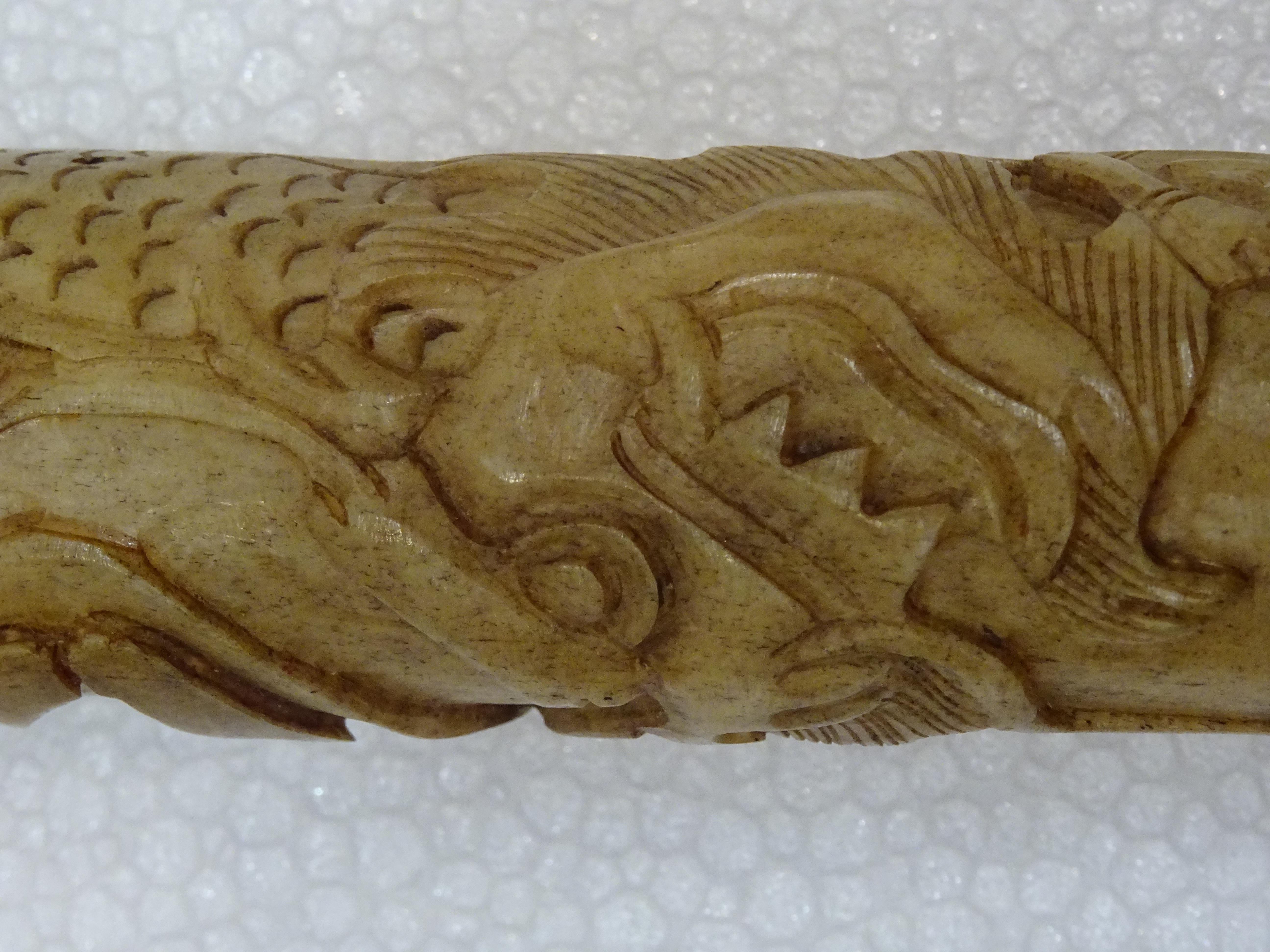 19th Century Chinese Carved Bone and Horsehair Brush 8