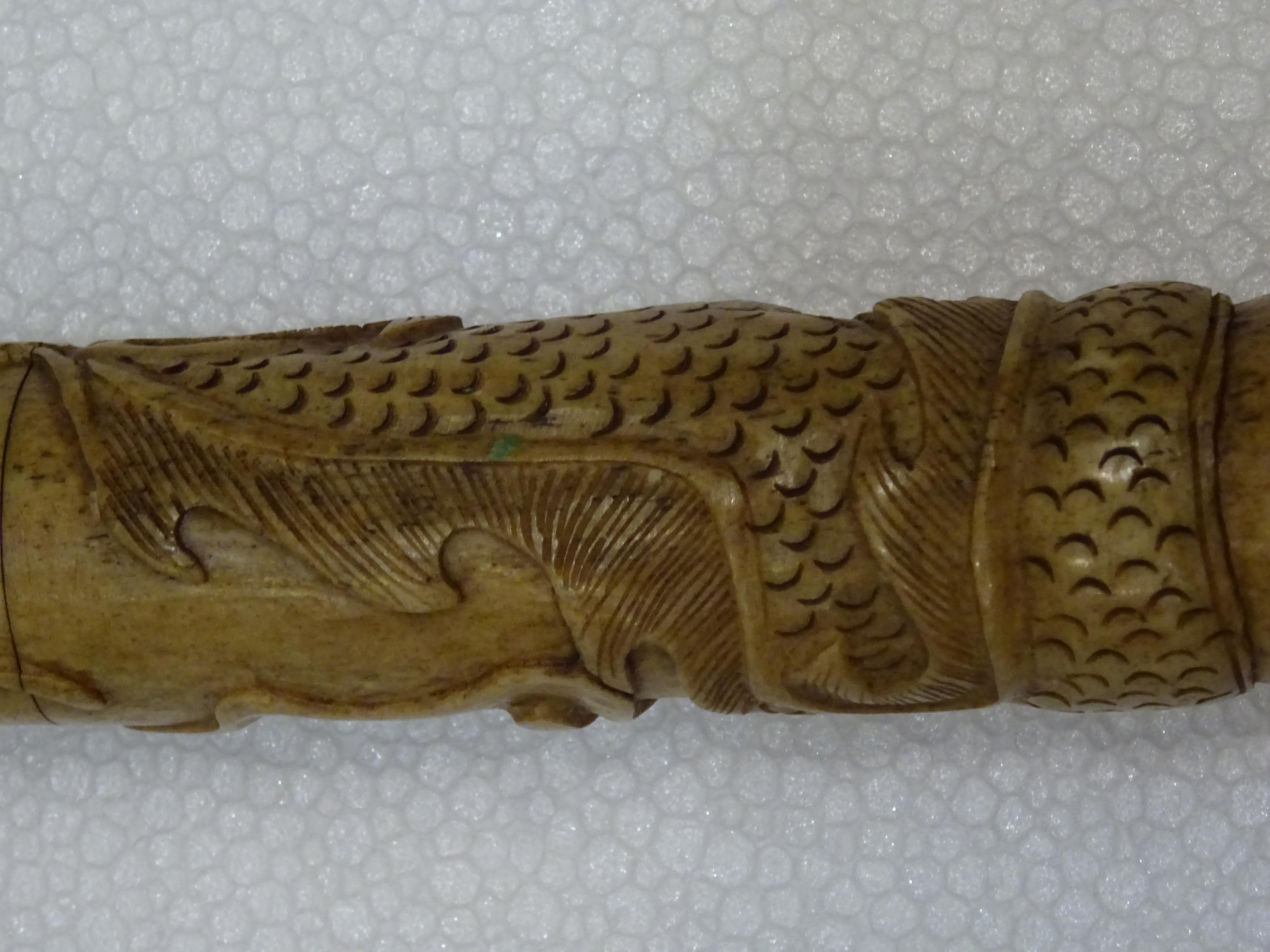 19th Century Chinese Carved Bone and Horsehair Brush 11