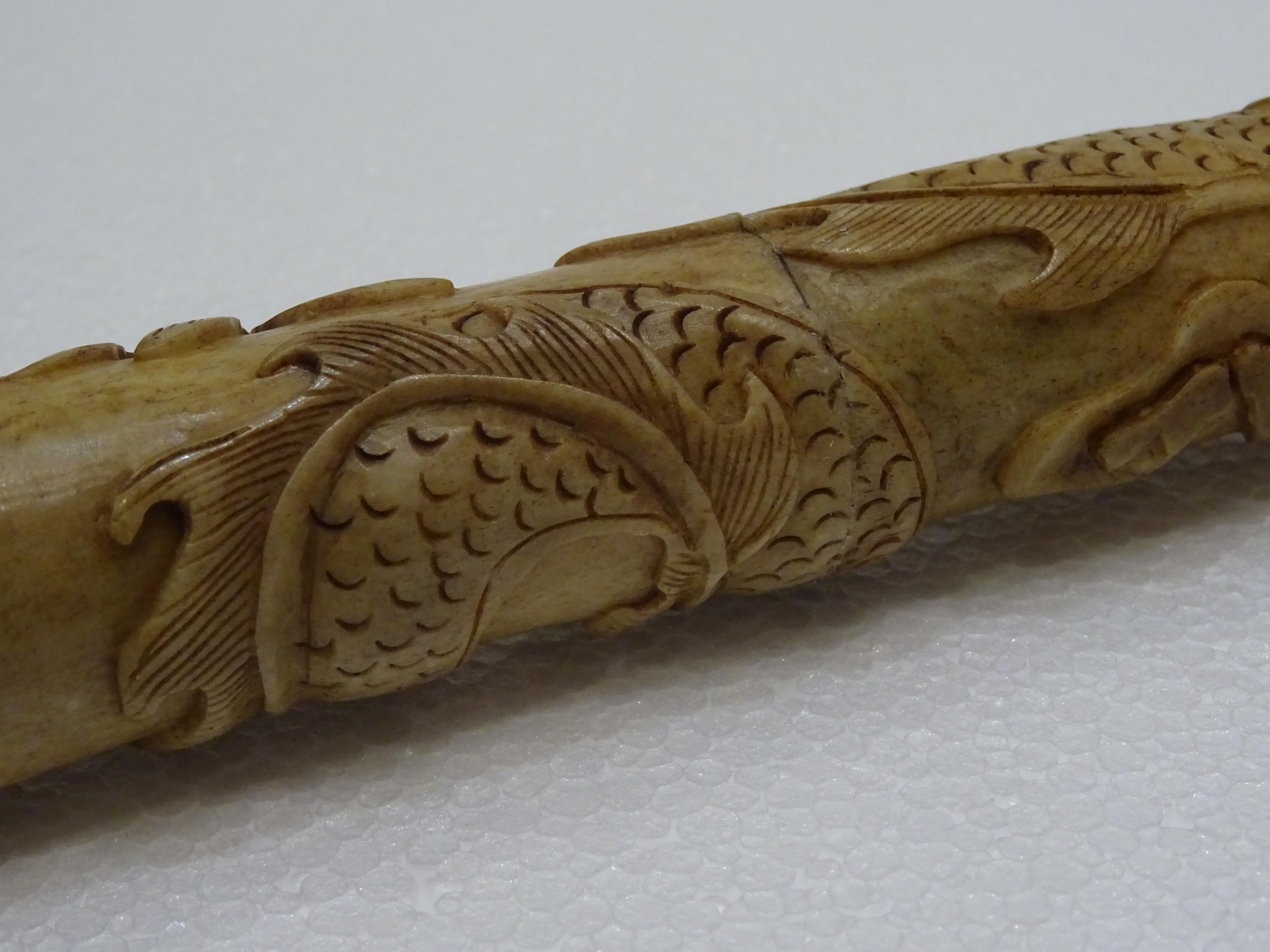 19th Century Chinese Carved Bone and Horsehair Brush 3