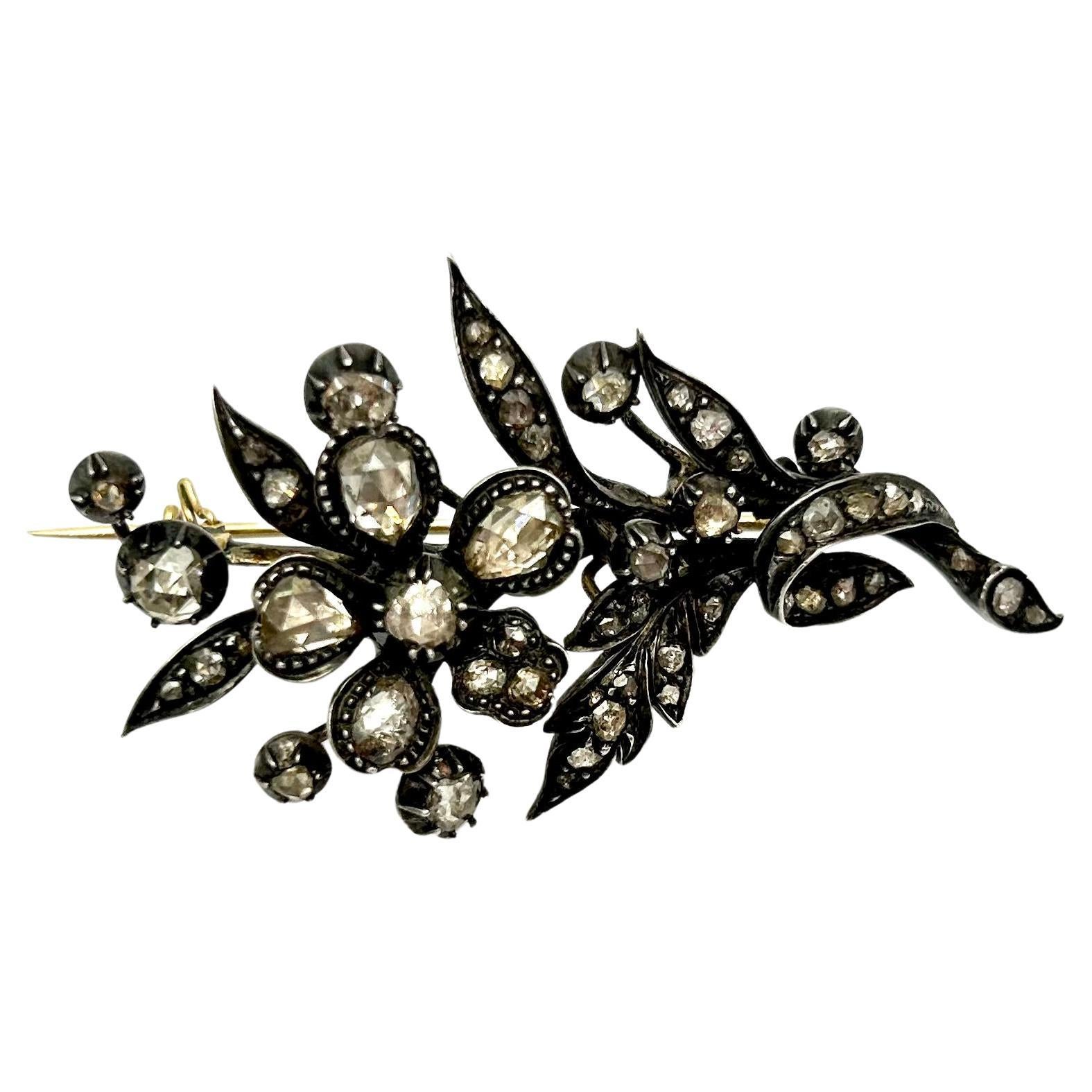 19-th century Dutch diamond brooch 3.40 carats In Good Condition For Sale In Chorzów, PL