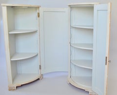 19th Century Flower Decorated Corner Cabinets