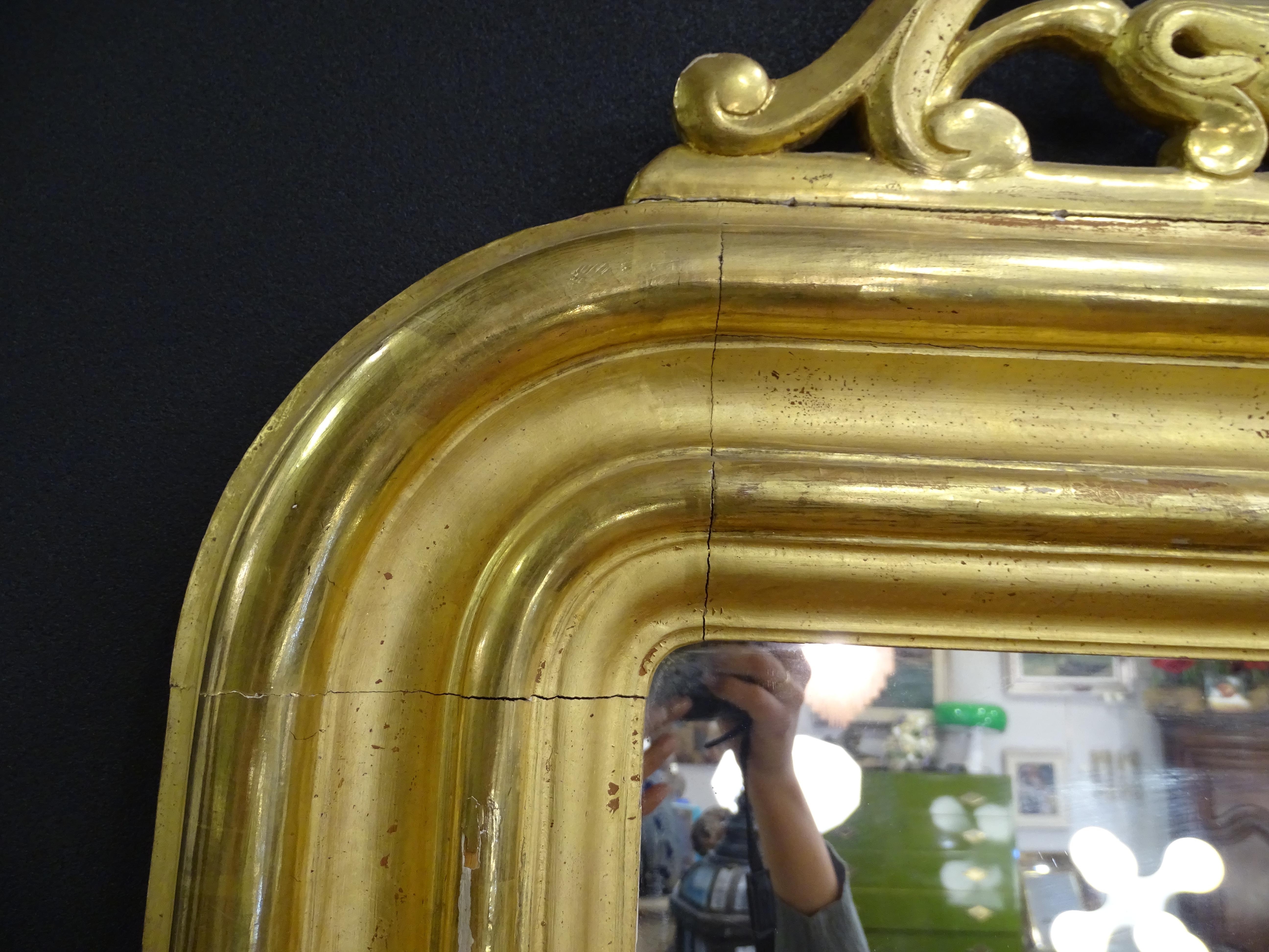 19th Century French Mirror Trumeaumirror, Gild and Carved Wood 9