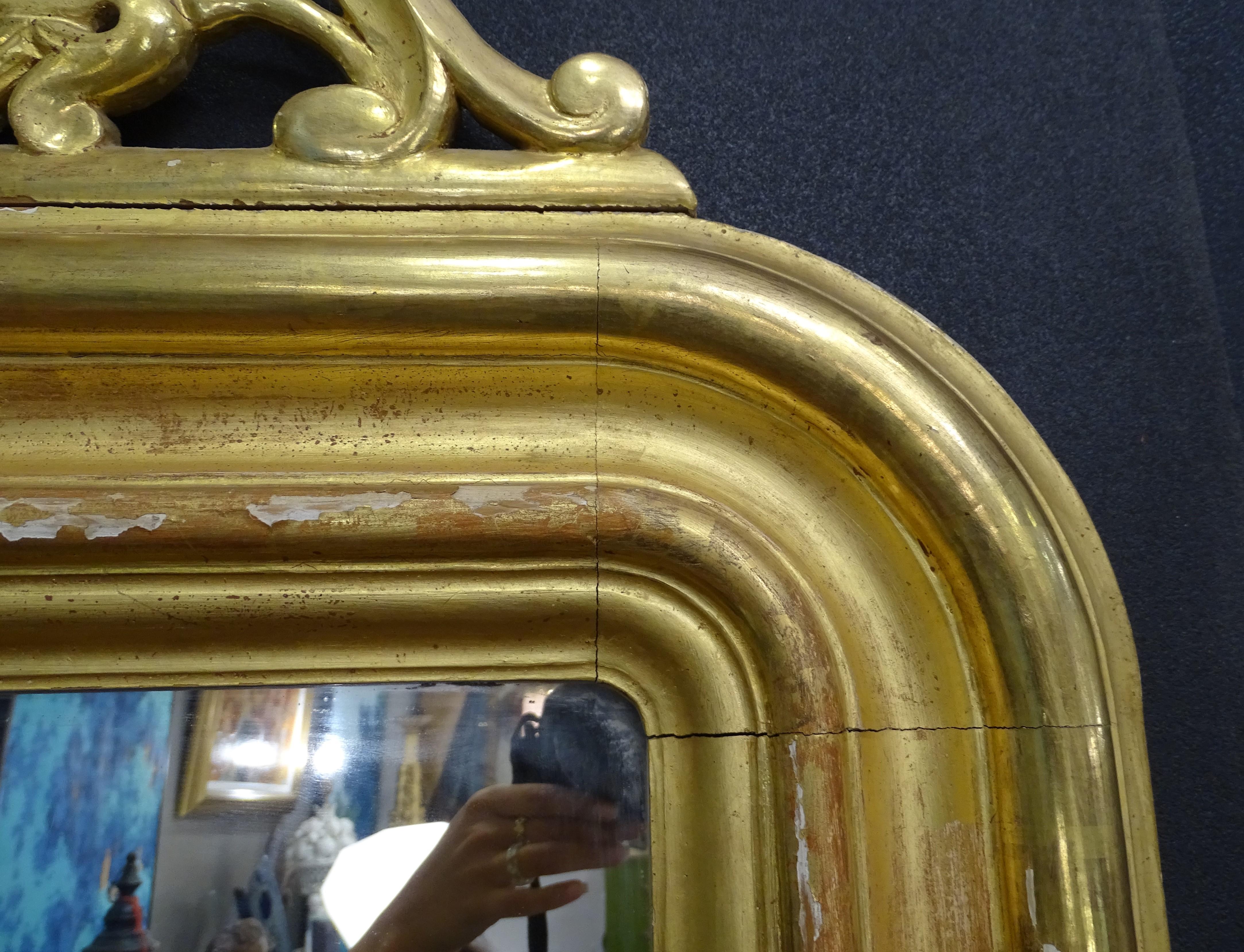 19th Century French Mirror Trumeaumirror, Gild and Carved Wood 11