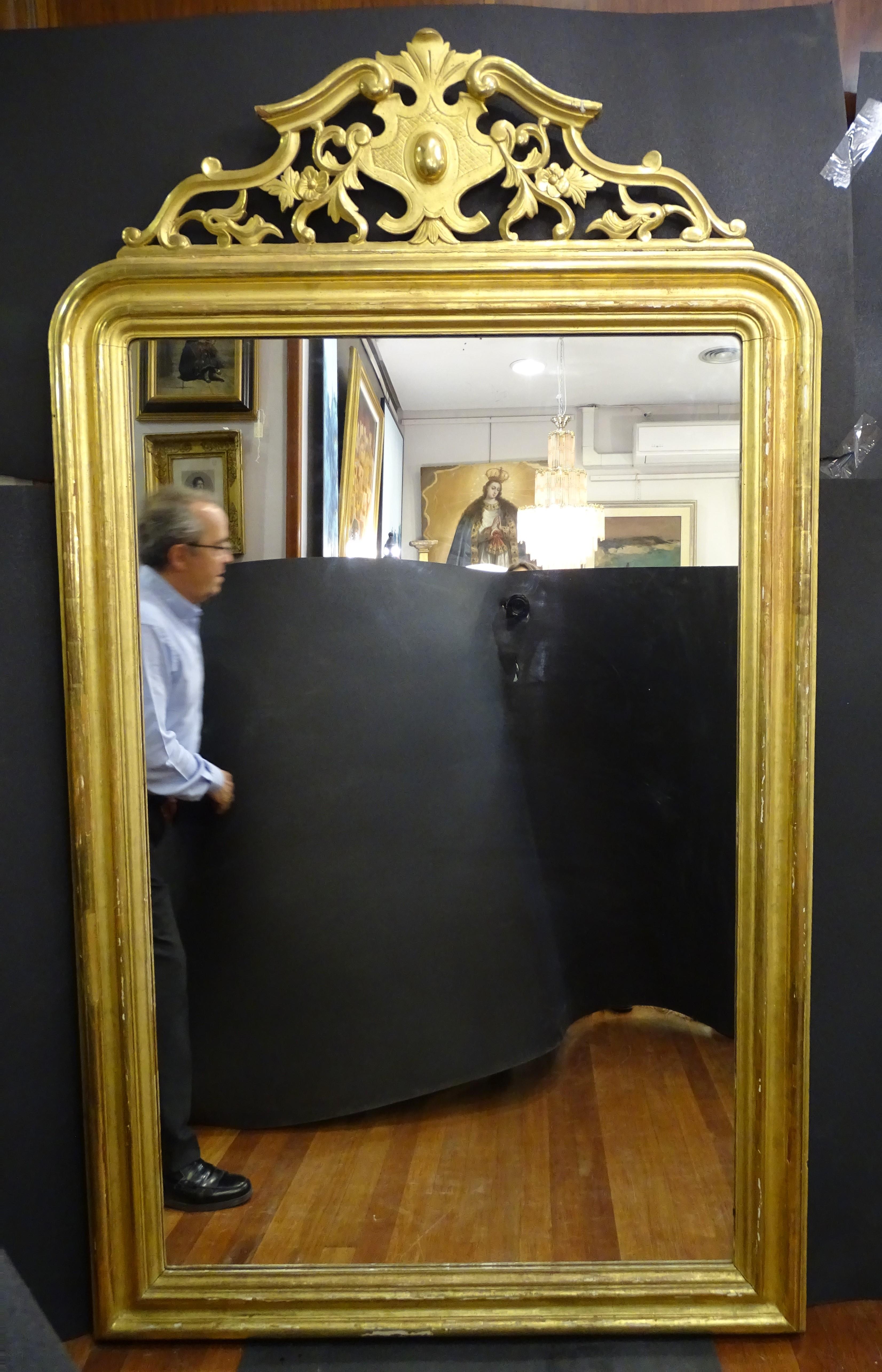 19th Century French Mirror Trumeaumirror, Gild and Carved Wood 14