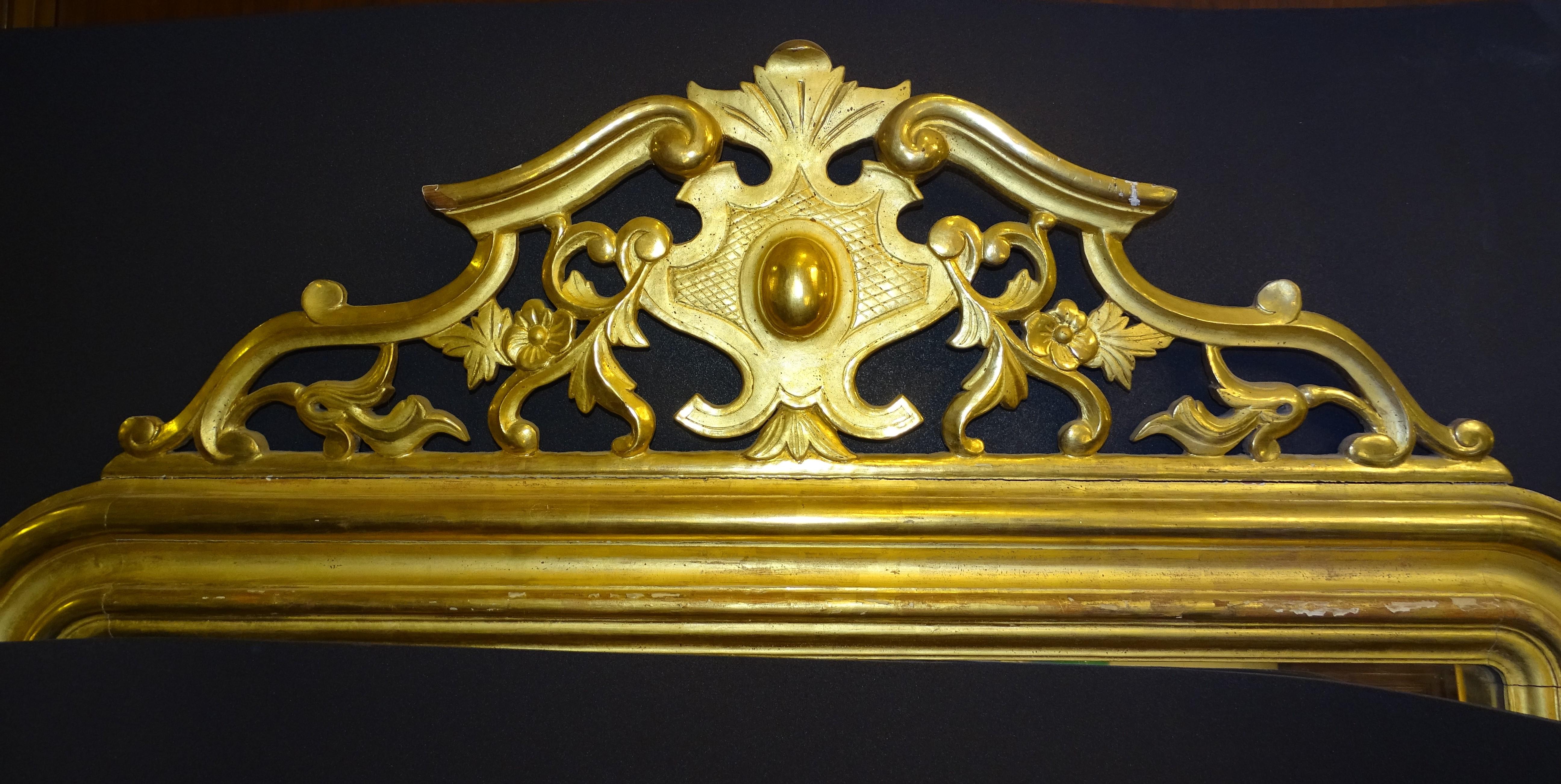 19th Century French Mirror Trumeaumirror, Gild and Carved Wood 3