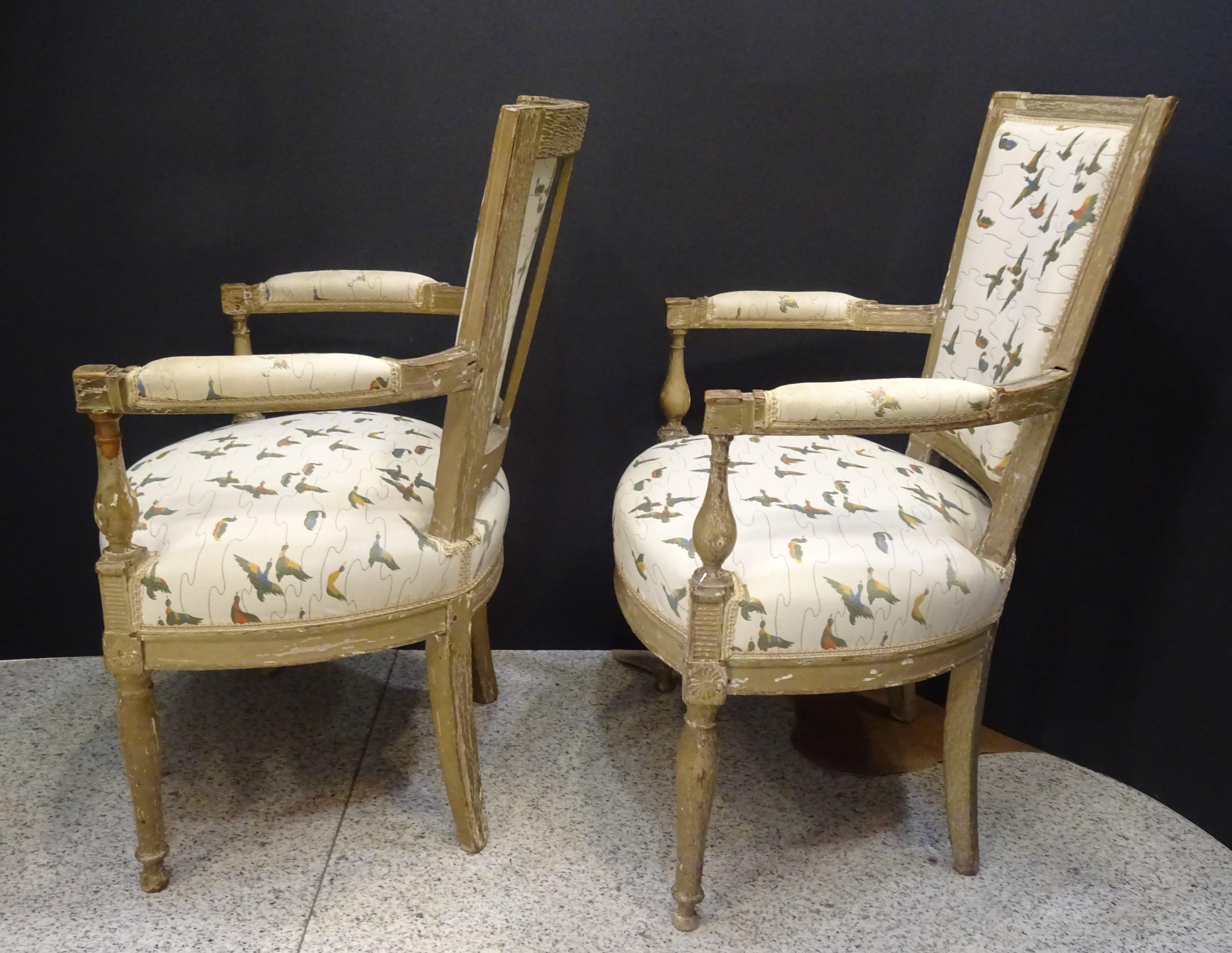 19th Century French off White Luis XVI Couple of Armchairs 2