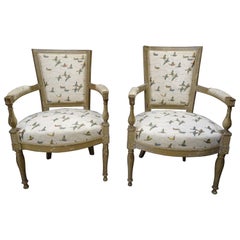 19th Century French off White Luis XVI Couple of Armchairs