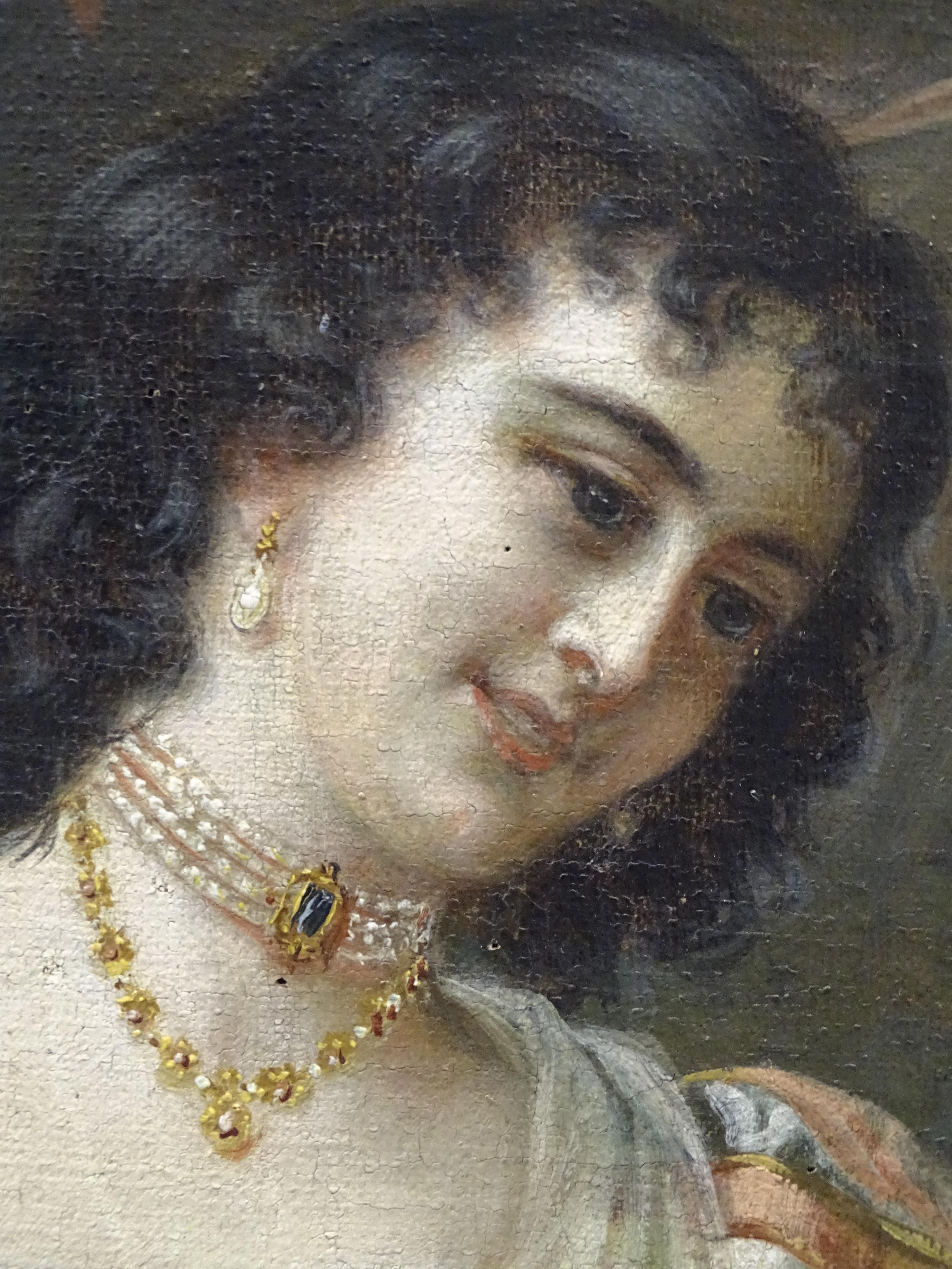 Hand-Painted 19 Th Century French Painting Traditional Portrait