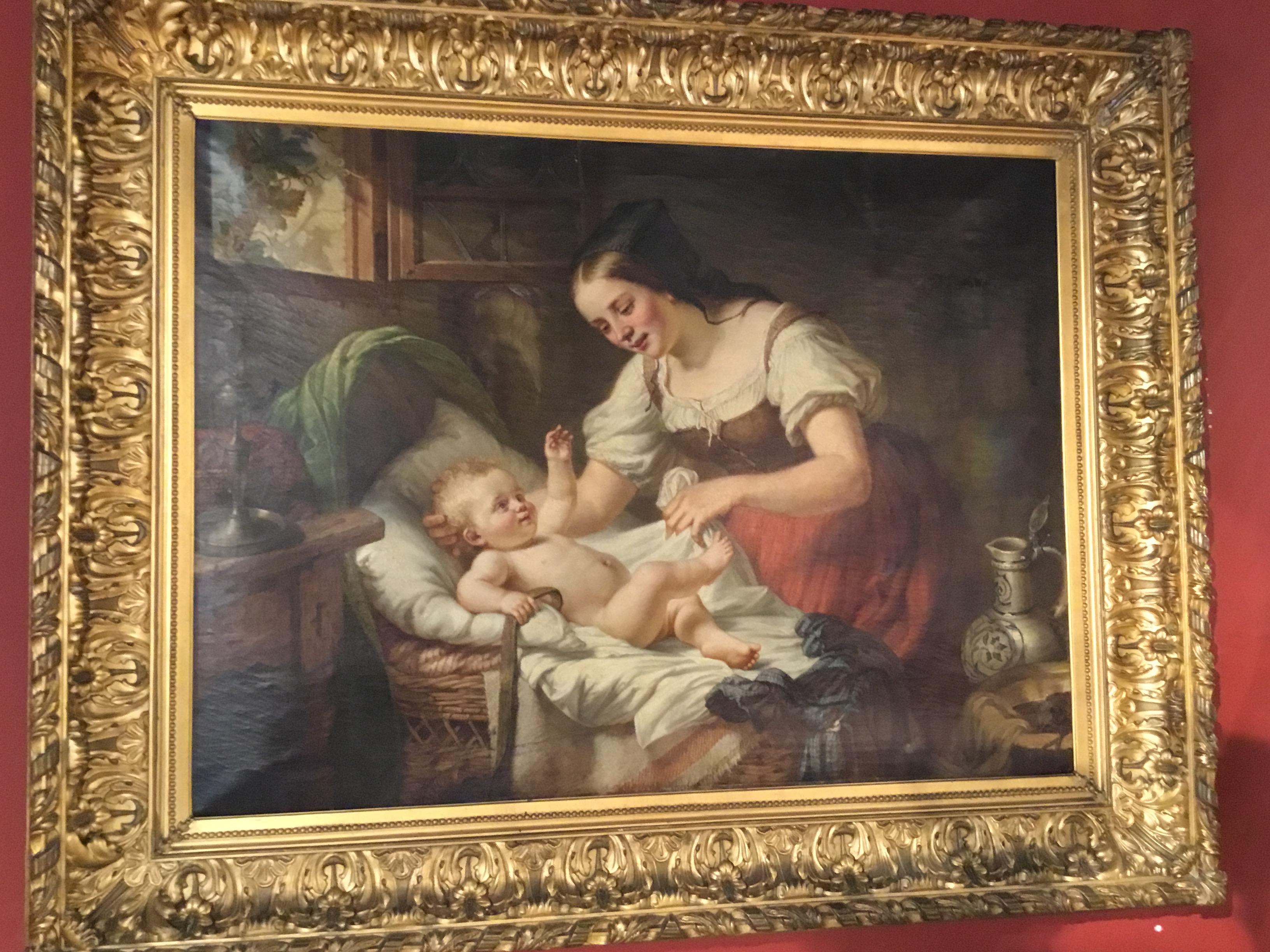 19th Century German Oil Painting Signed H Oehmichen of a Mother and Child For Sale 6