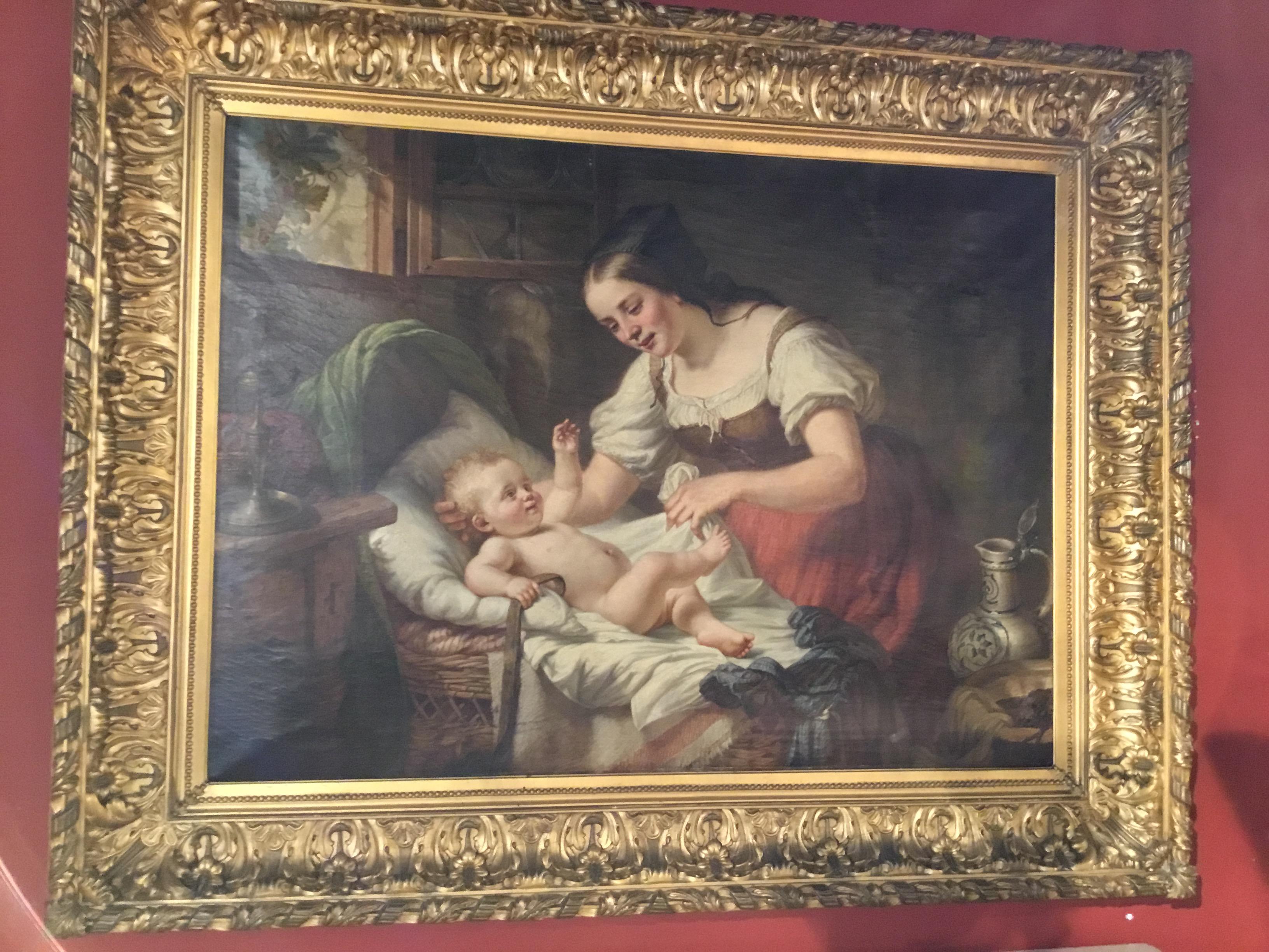 19th Century German Oil Painting Signed H Oehmichen of a Mother and Child For Sale 3