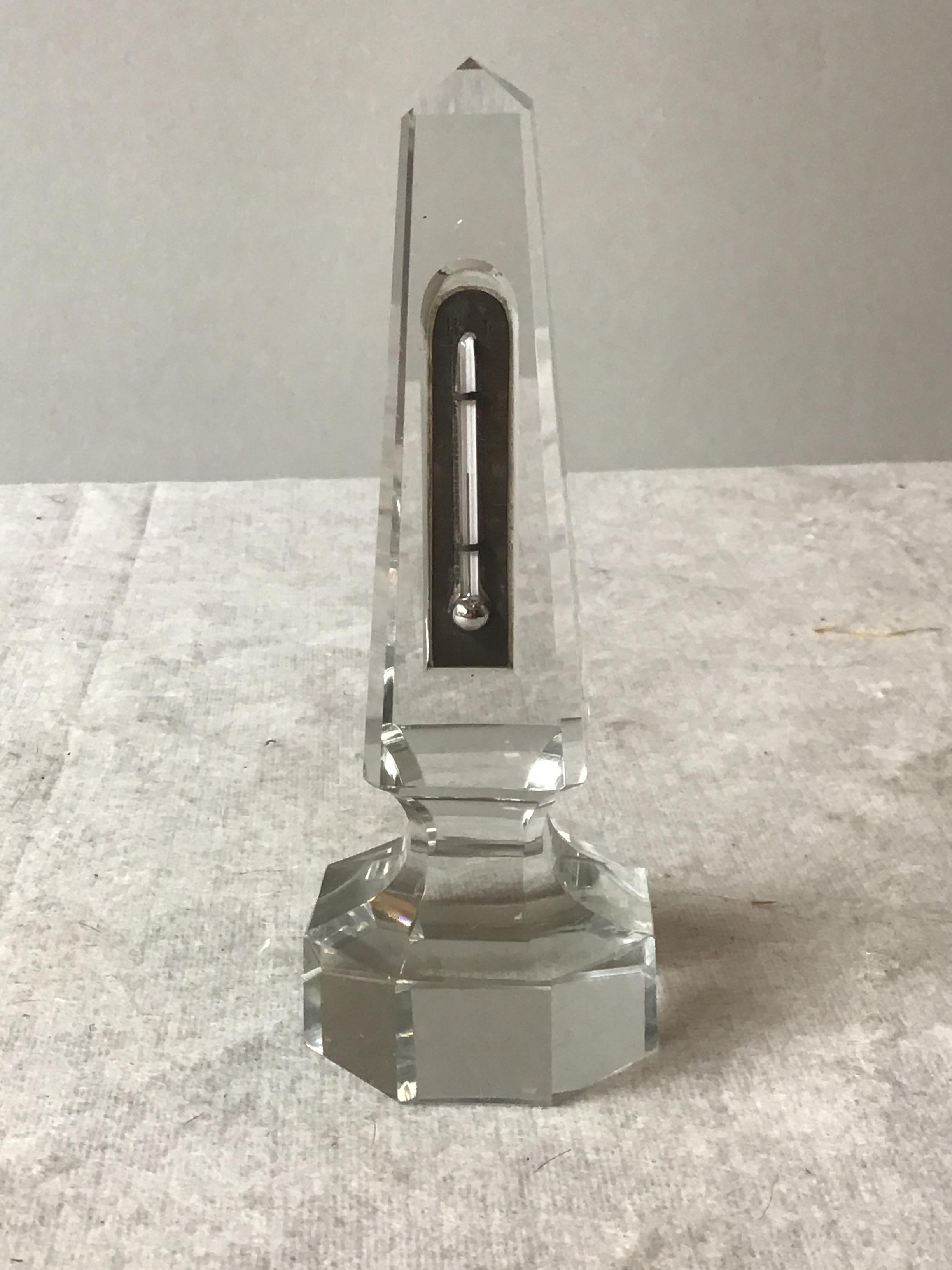 19th Century Glass Obelisk Thermometer In Good Condition For Sale In Tarrytown, NY
