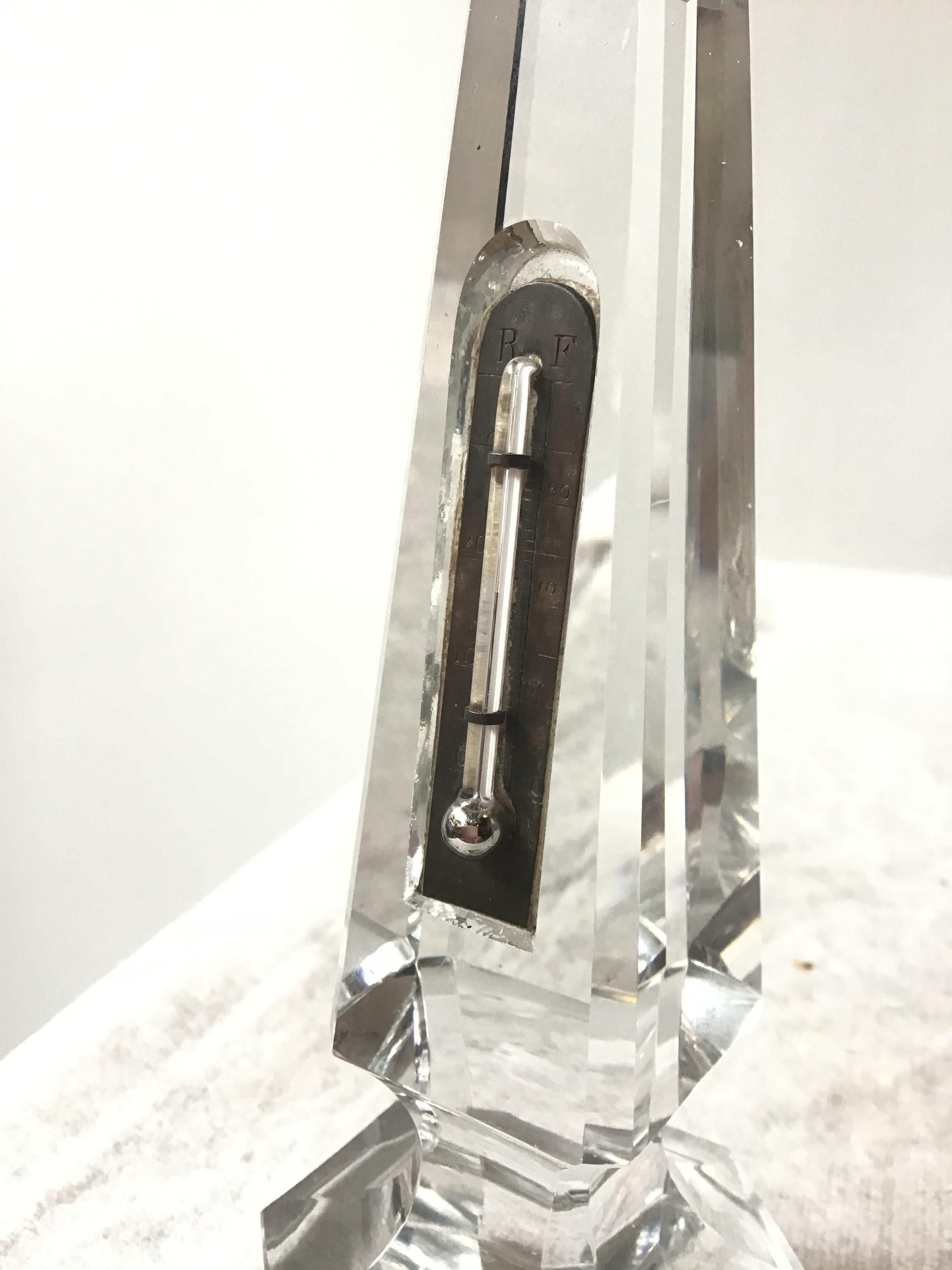 Late 19th Century 19th Century Glass Obelisk Thermometer For Sale