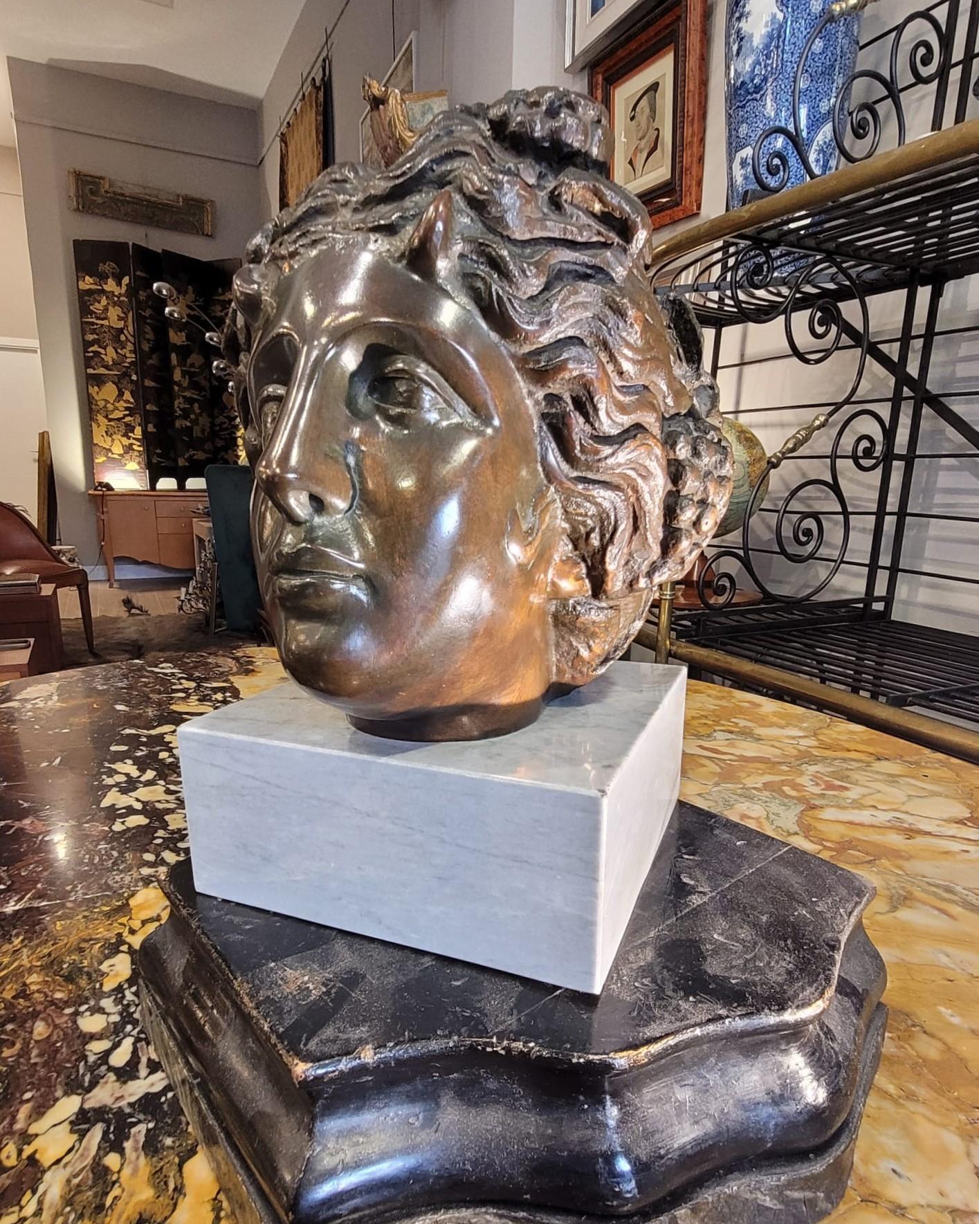 19 Th Century Italian Bronze Flora Bust, Marble, Neoclassical For Sale 14