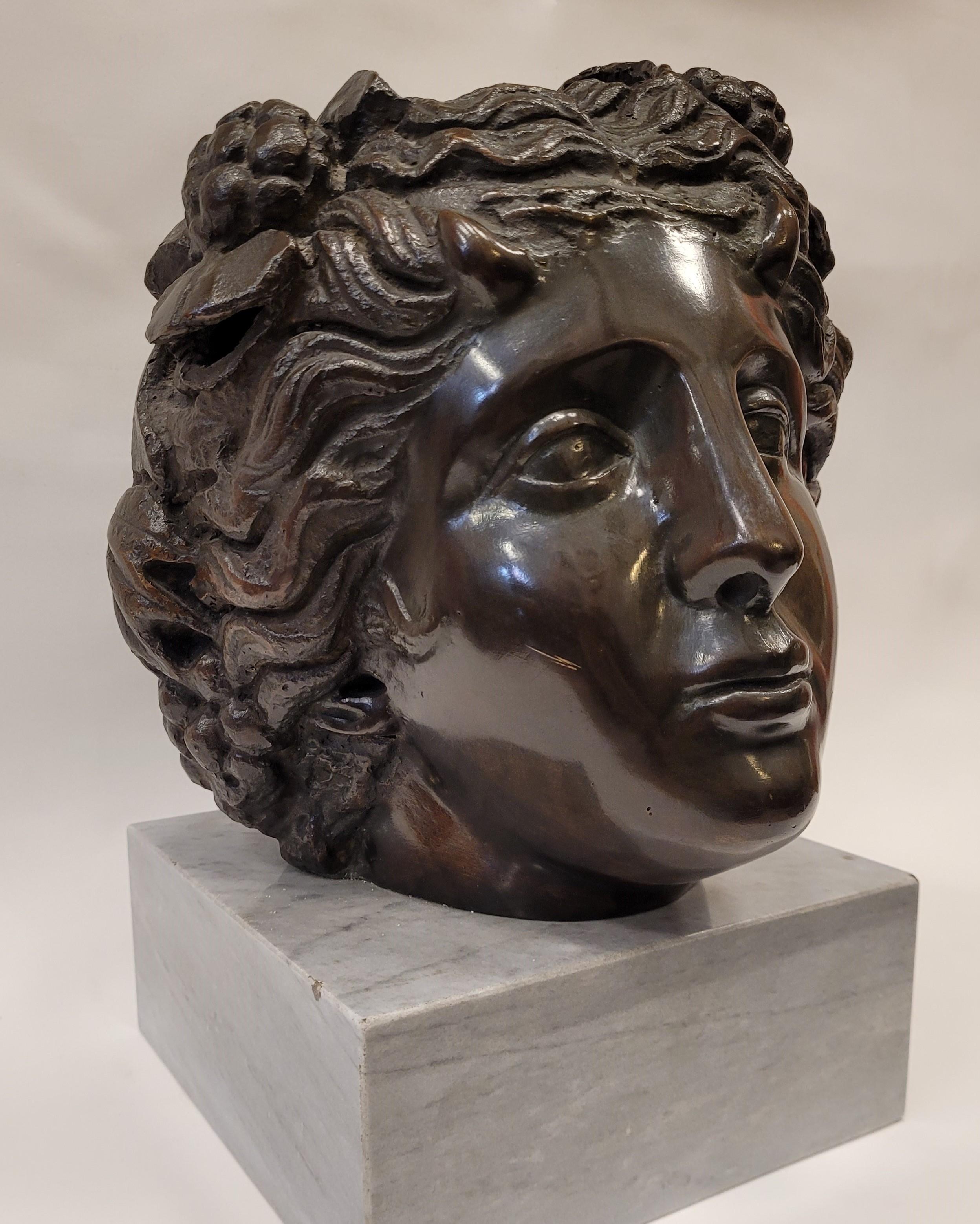 Hand-Crafted 19 Th Century Italian Bronze Flora Bust, Marble, Neoclassical For Sale