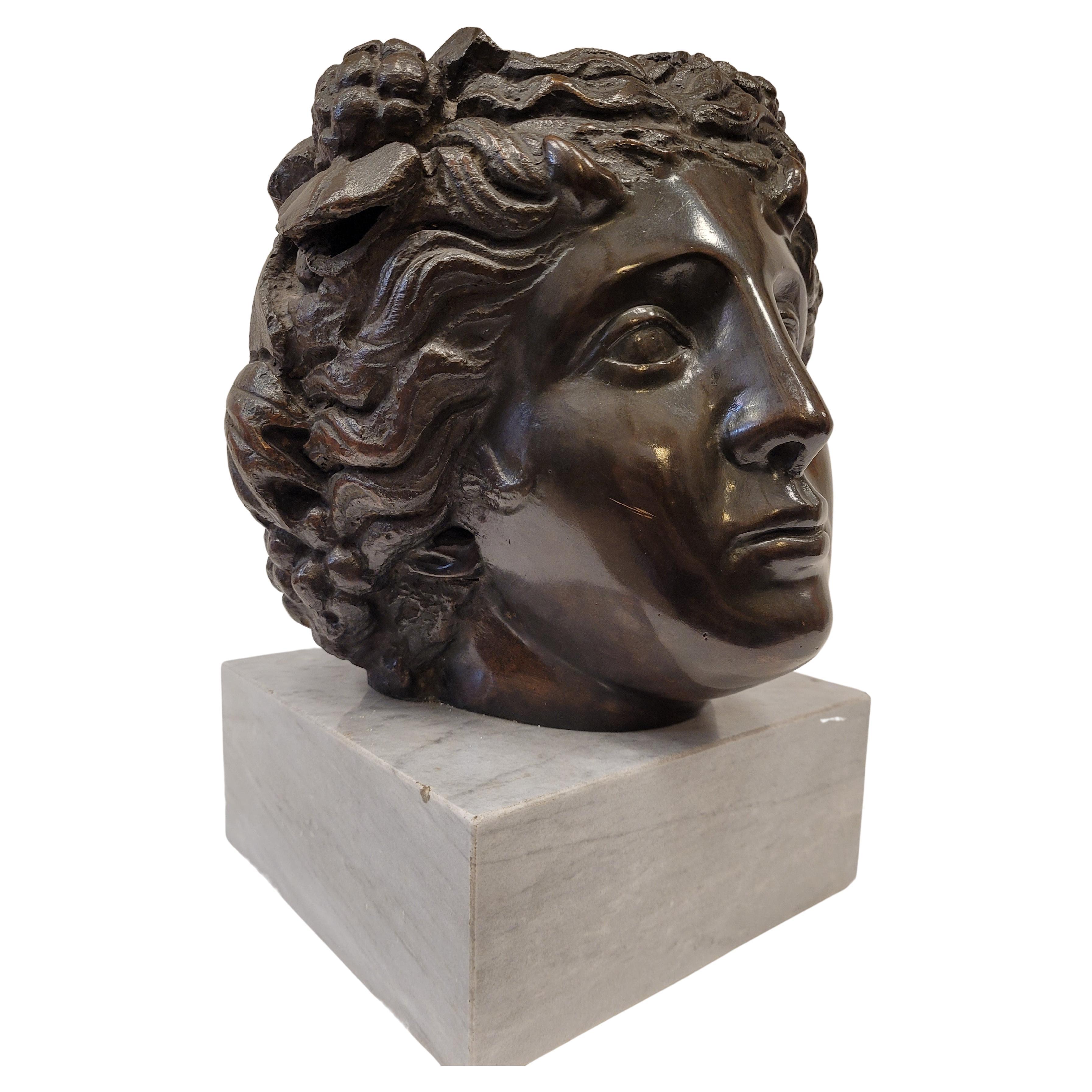 19 Th Century Italian Bronze Flora Bust, Marble, Neoclassical