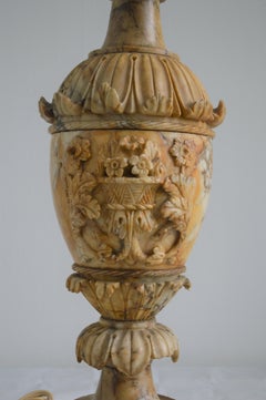 19th Century Large Electrified Alabaster Table Lamp