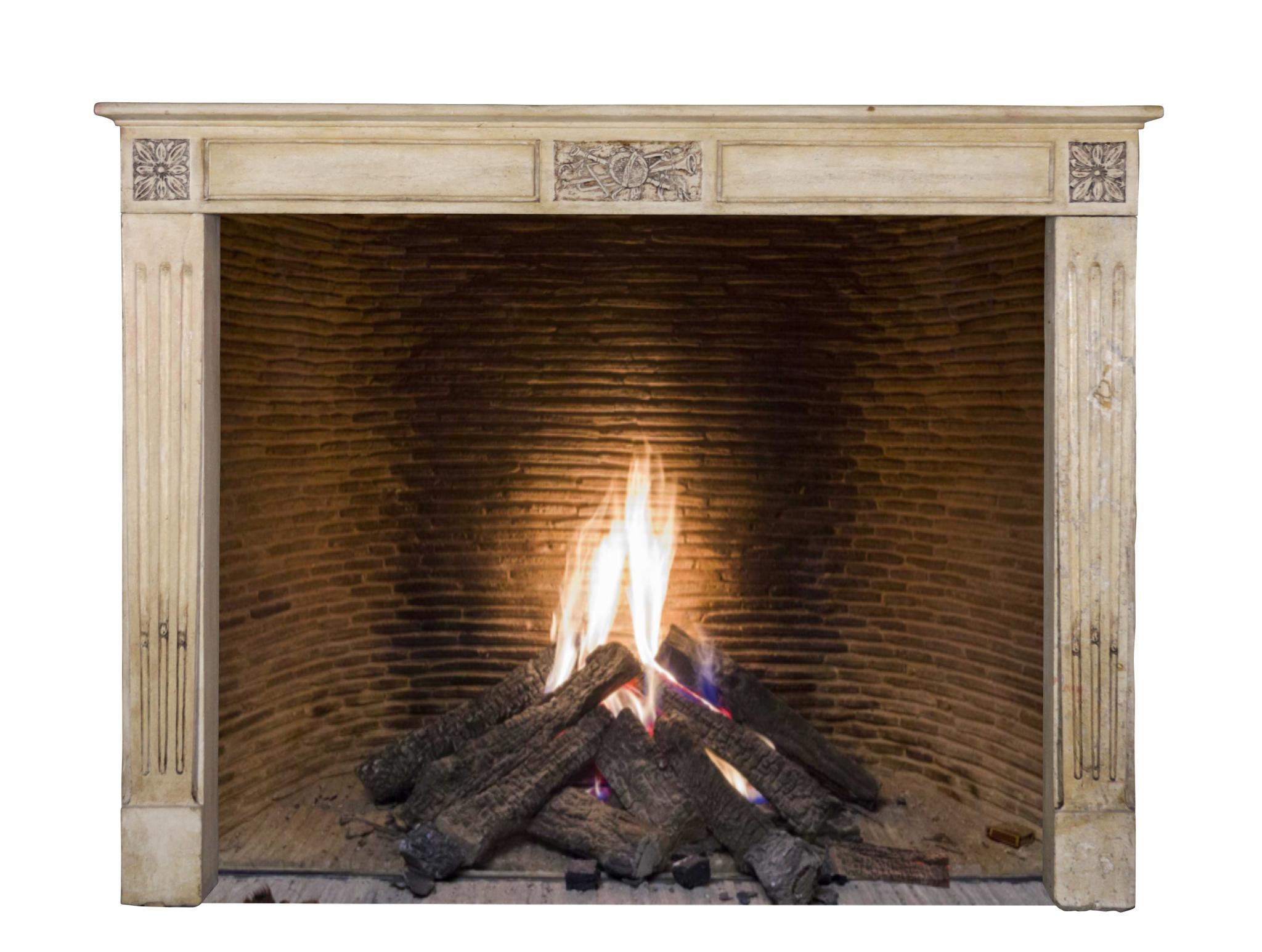 French Directoire Style Period Fireplace Mantel In Stone. For Sale 8