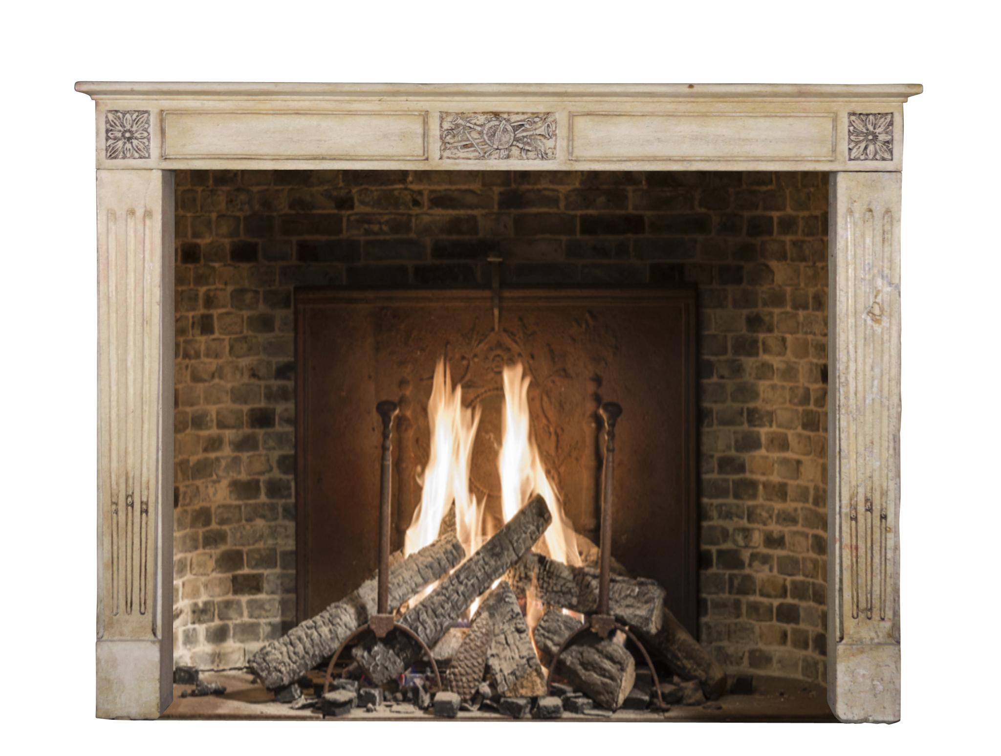 French Directoire Style Period Fireplace Mantel In Stone. For Sale 9