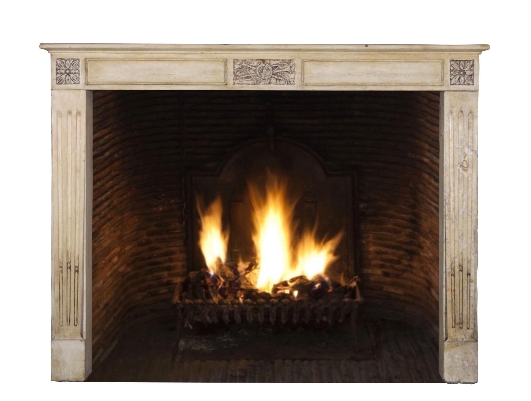 French Directoire Style Period Fireplace Mantel In Stone. For Sale 10