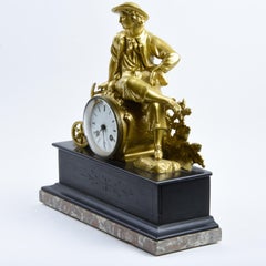 19th Century Marble and Fire-Gilded Bronze Table Clock