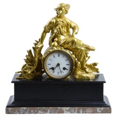 19th Century Marble and Fire-Gilded Bronze Table Clock