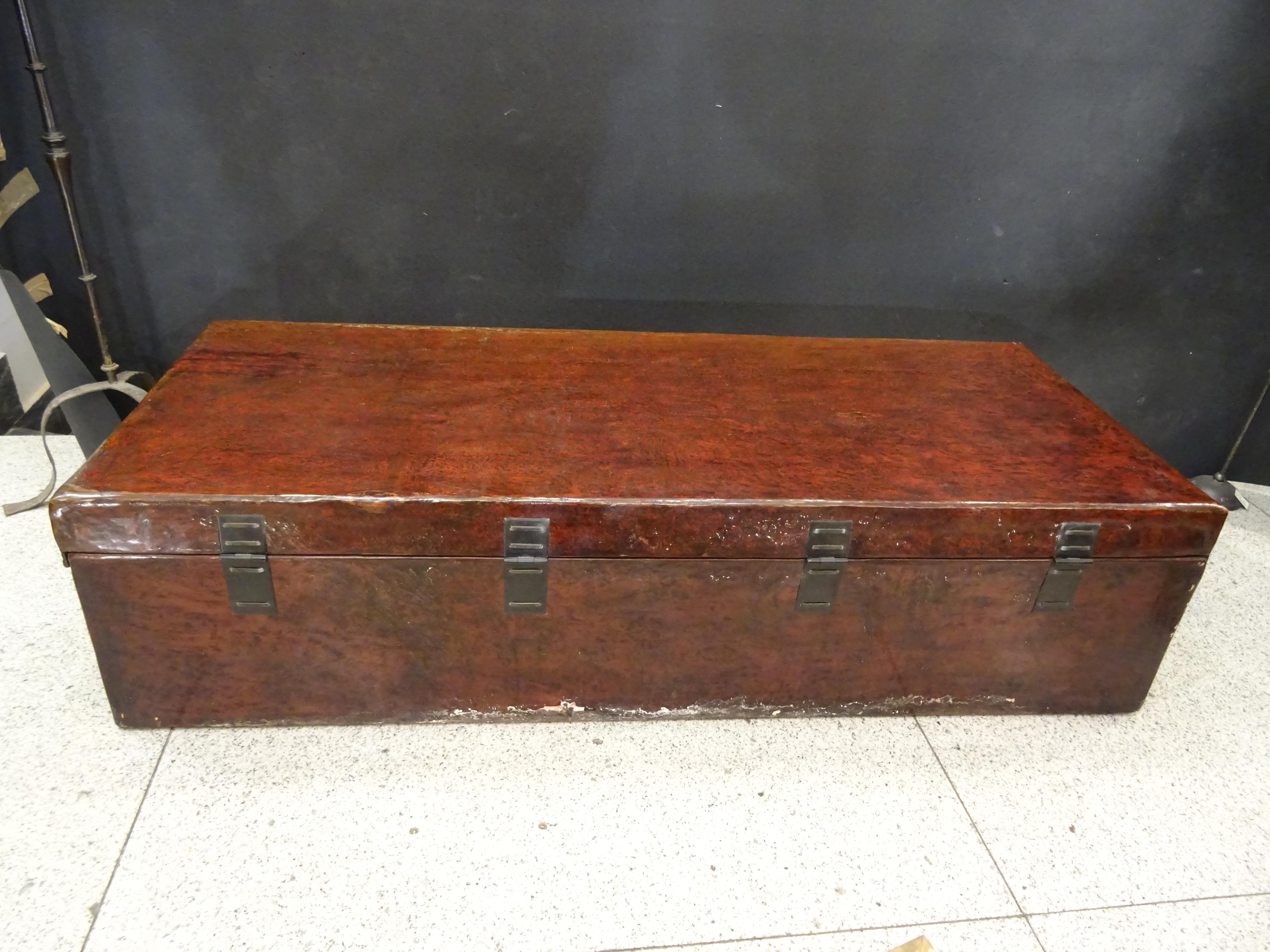 19th Century Chest Red Lacquer Chinese Storage Chest 9