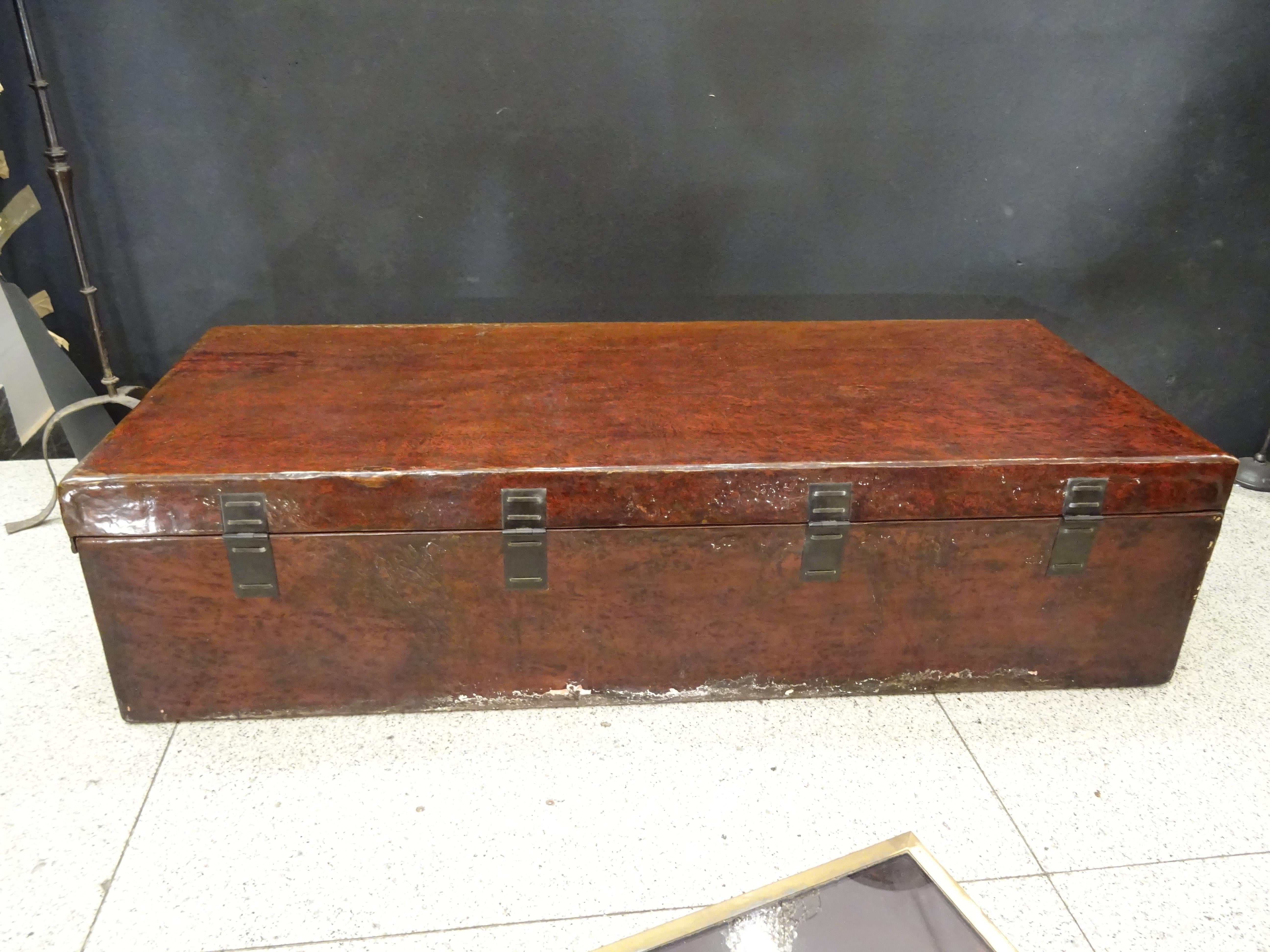 19th Century Chest Red Lacquer Chinese Storage Chest 13