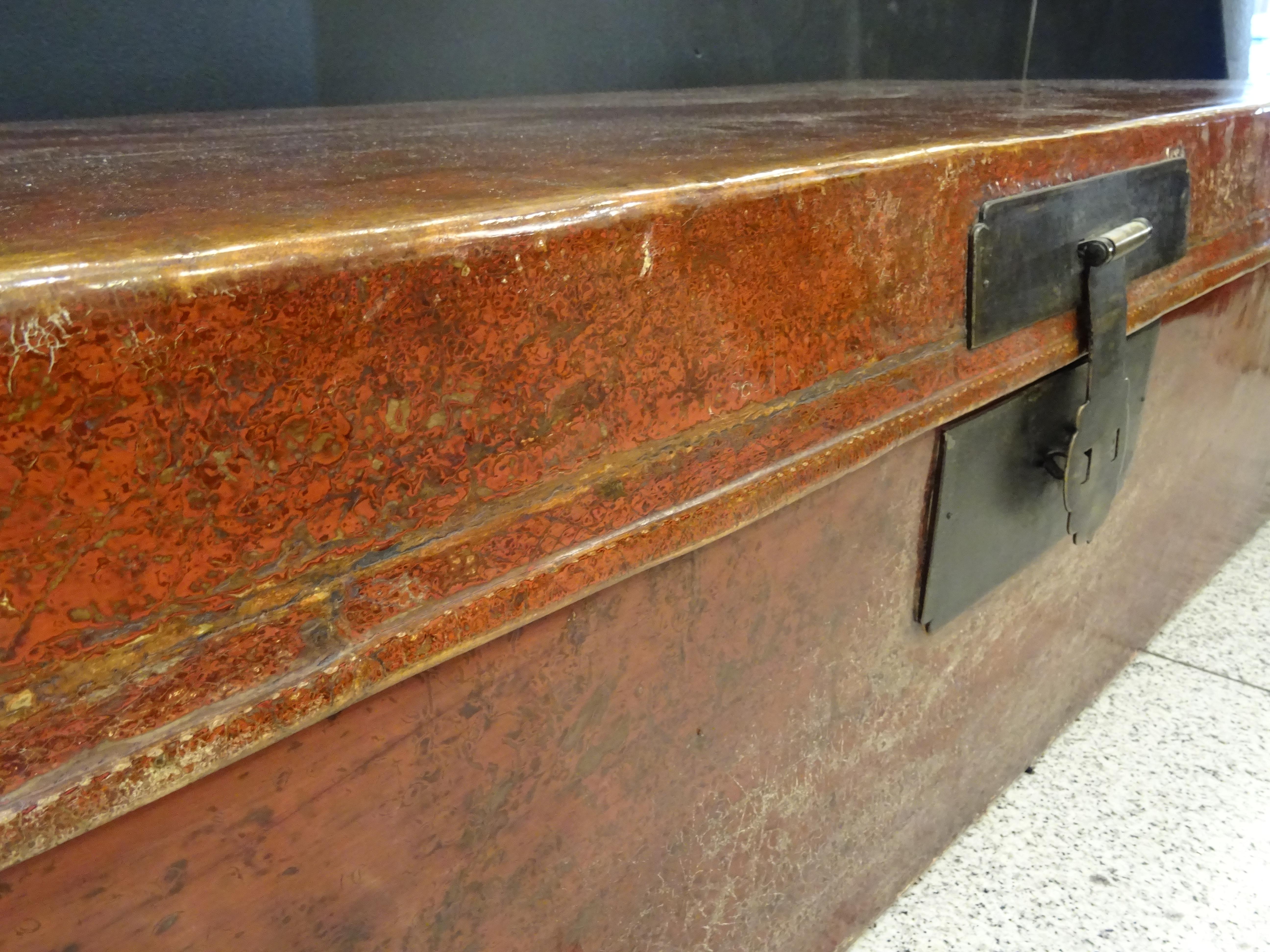 Late 19th Century 19th Century Chest Red Lacquer Chinese Storage Chest