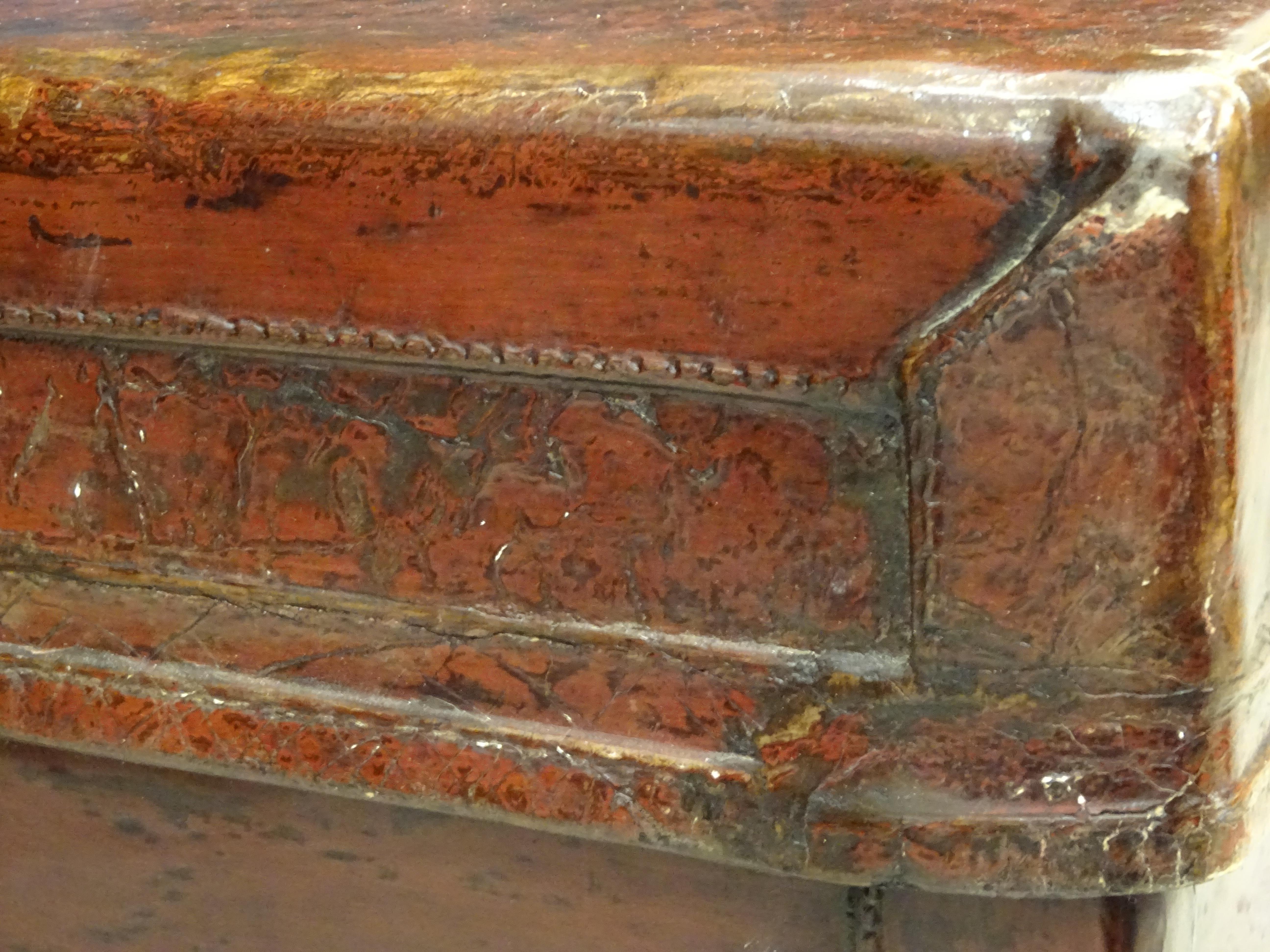 19th Century Chest Red Lacquer Chinese Storage Chest 1
