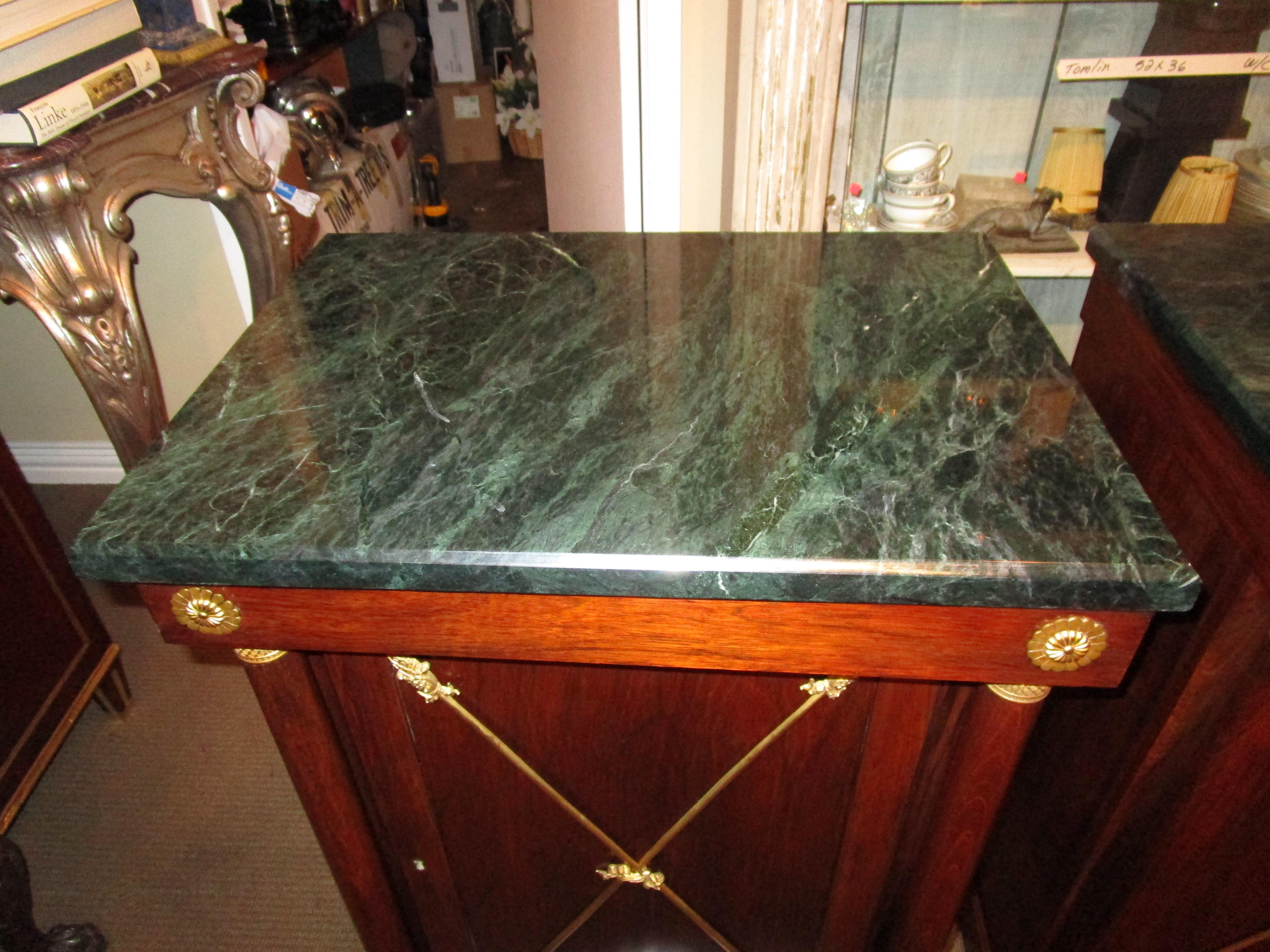 19th Century Regency Rosewood and Gilt Bronze Mounted Fine Marble Top Cabinets For Sale 3