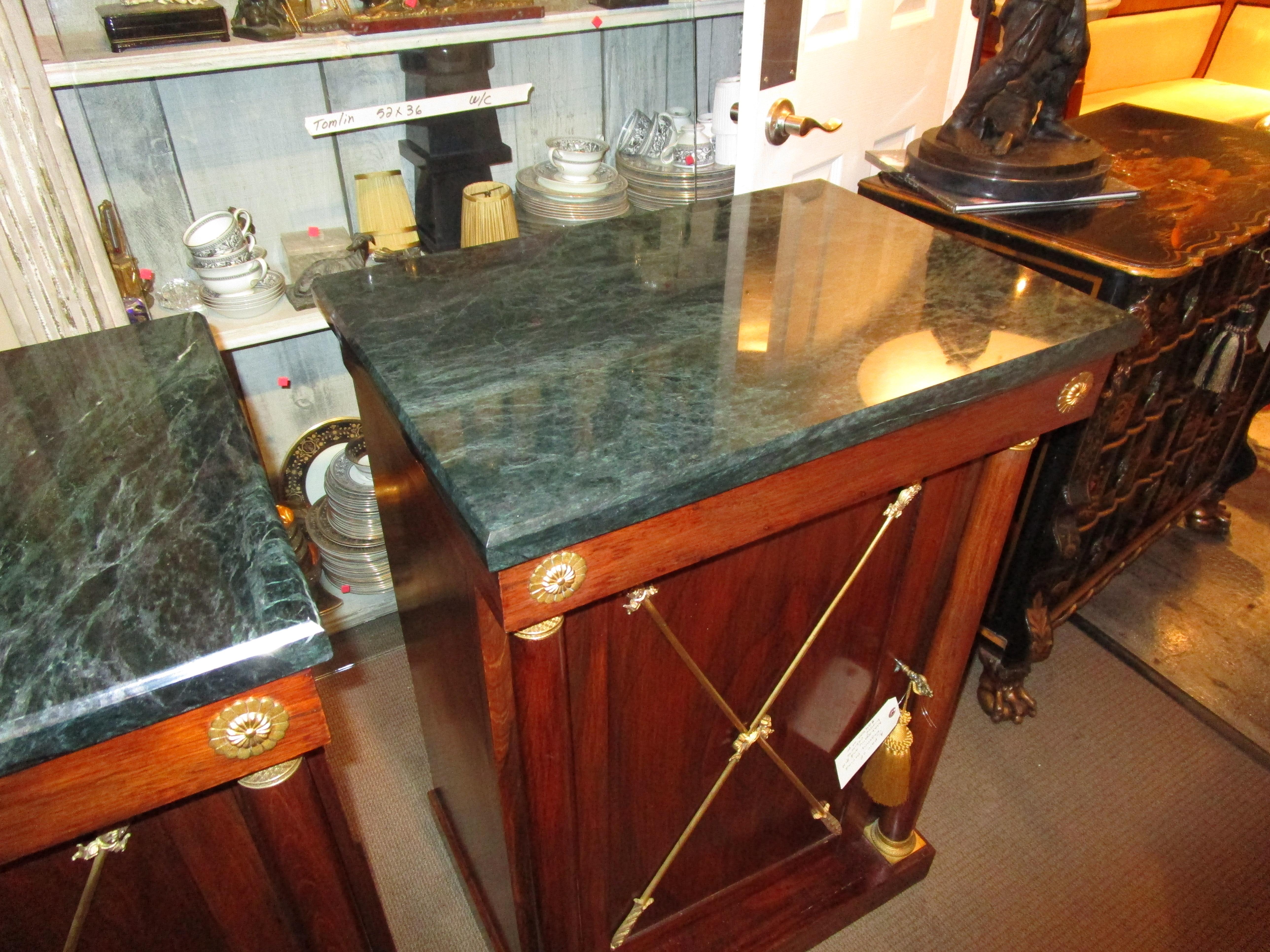 19th Century Regency Rosewood and Gilt Bronze Mounted Fine Marble Top Cabinets For Sale 4