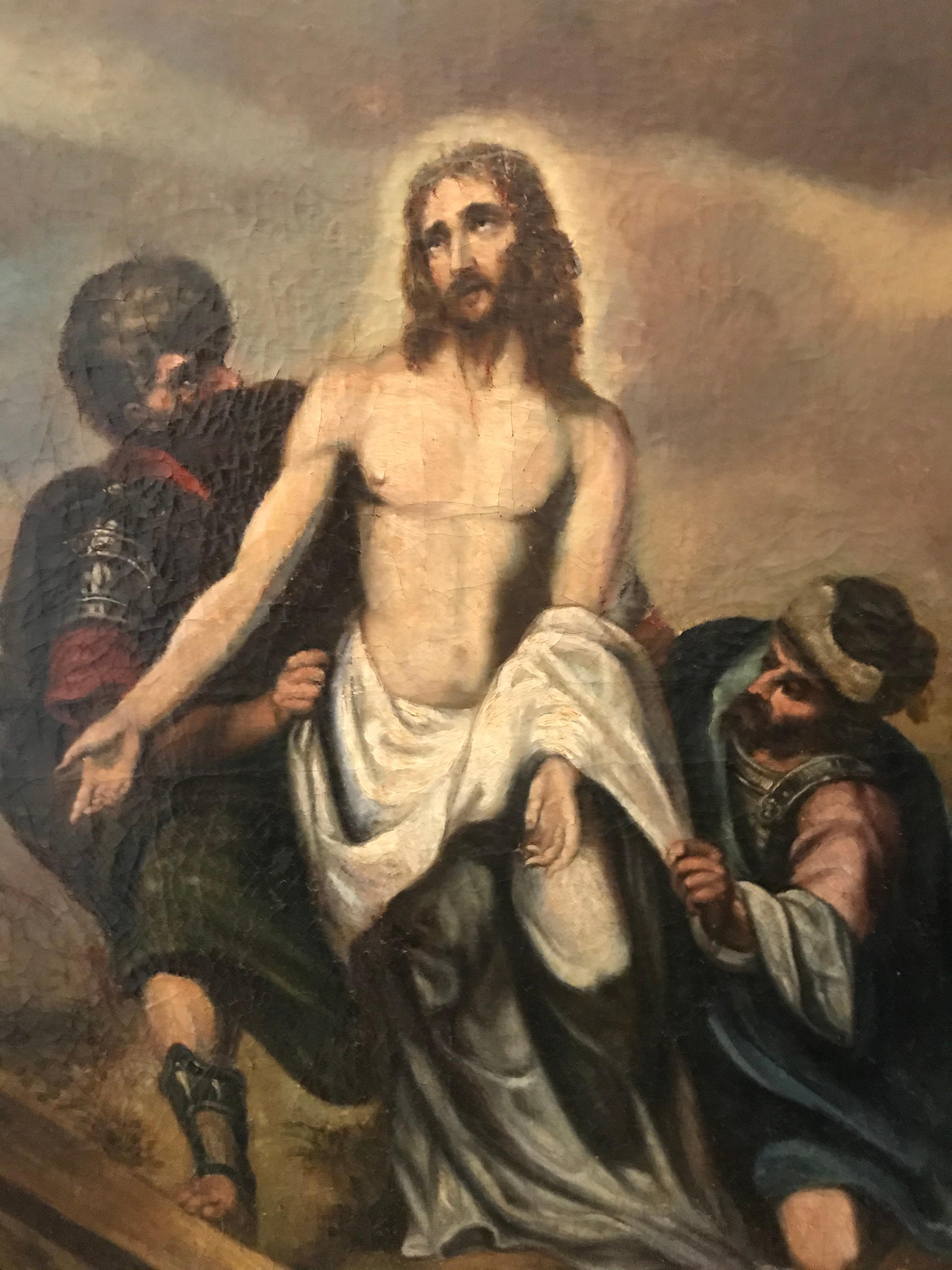 Baroque Revival 19th Century Religious Painting O/C Jesus Christ For Sale